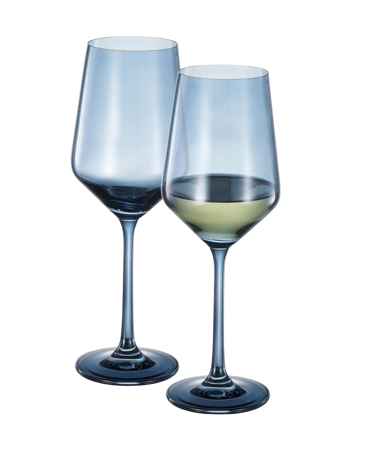 Ocean Blue Colored Crystal Wine Glasses Set of 2