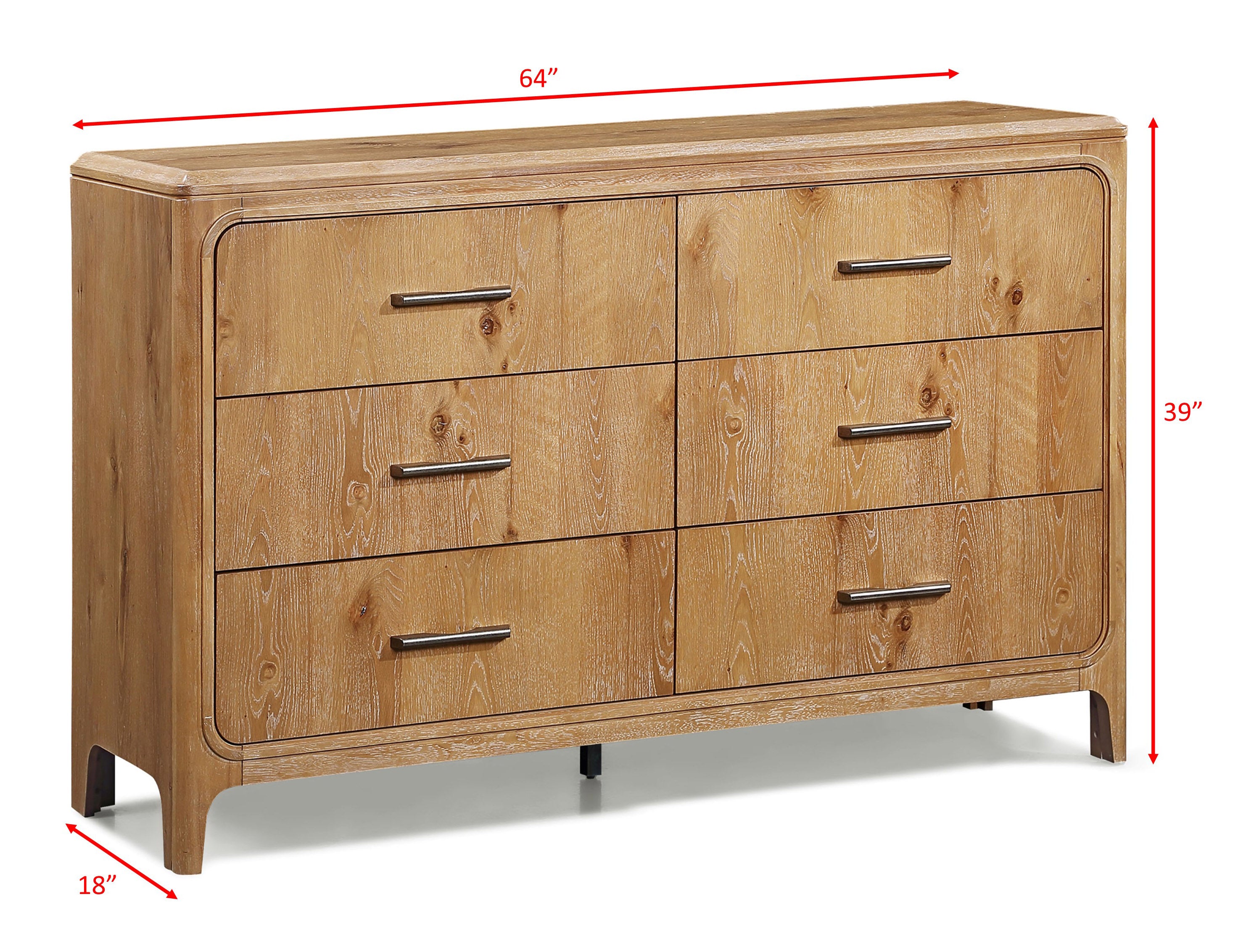 Velora Natural Wood Finish 6-Drawer Dresser