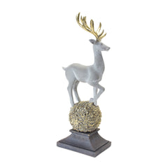 Winter Deer Figurine on Orb 14"