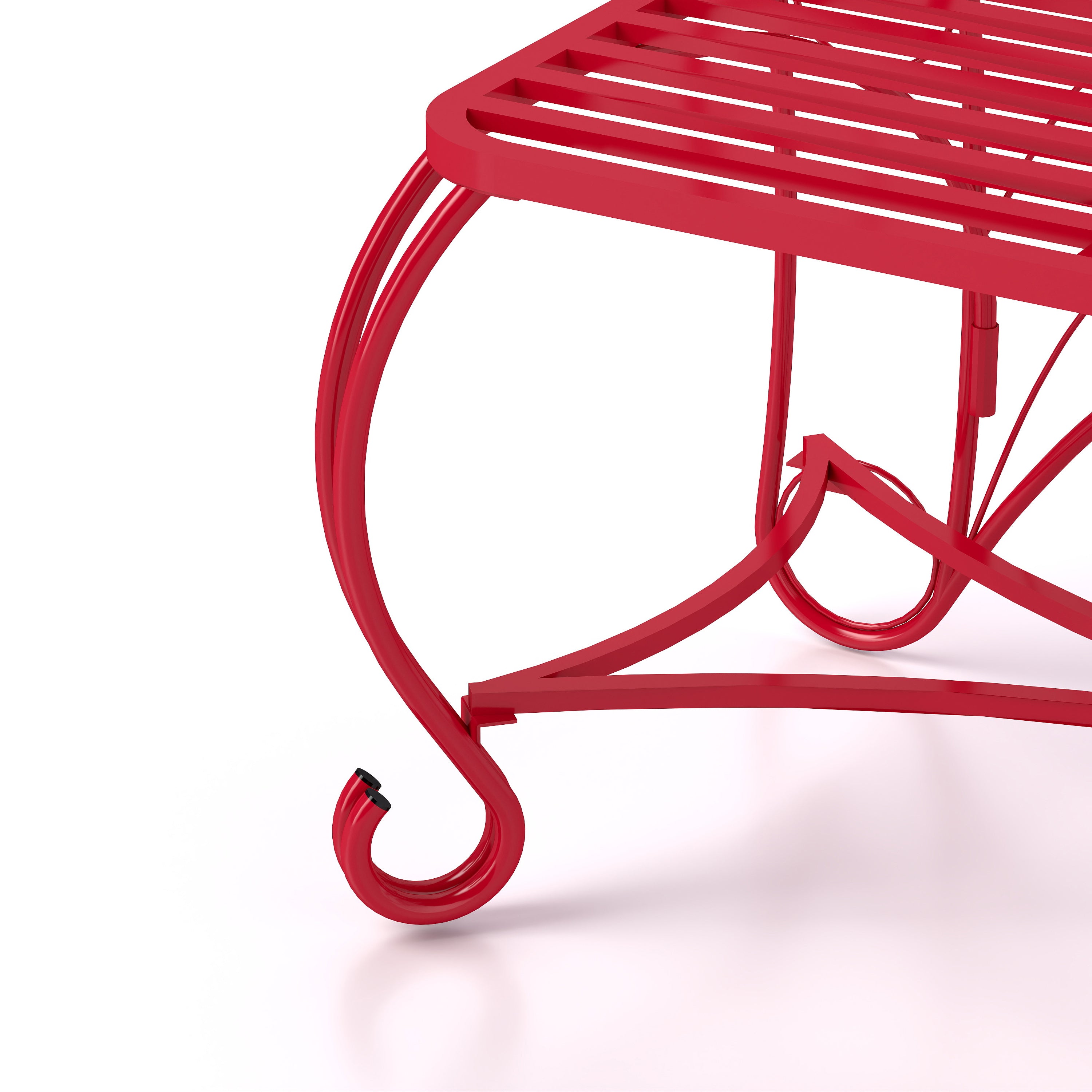 Monazite Outdoor Bench with Butterfly Back Design and Metal Frame
