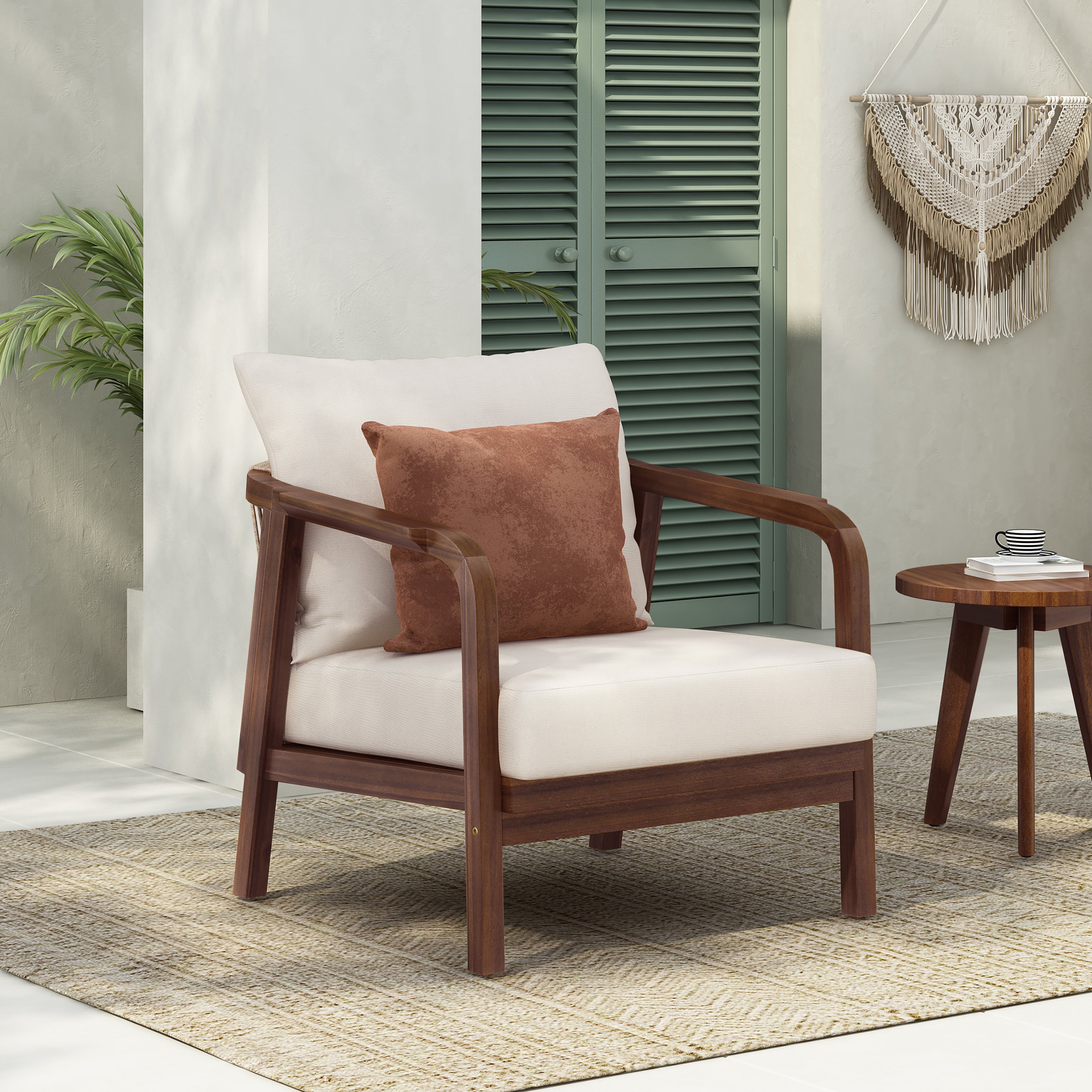 Calder Outdoor Lounge Chair with Woven Backrest