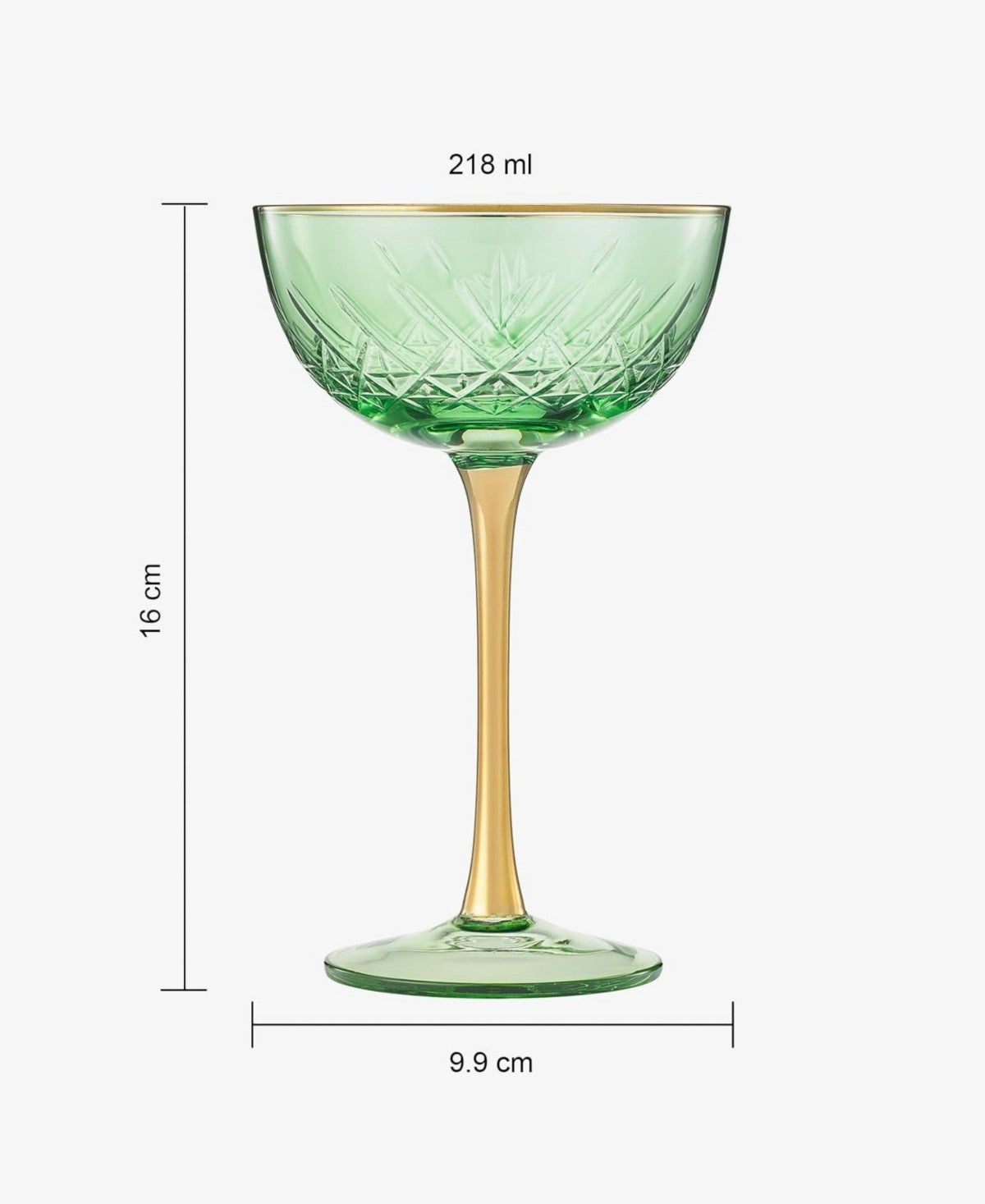 Green Vintage Art Deco Coupes Set of 2