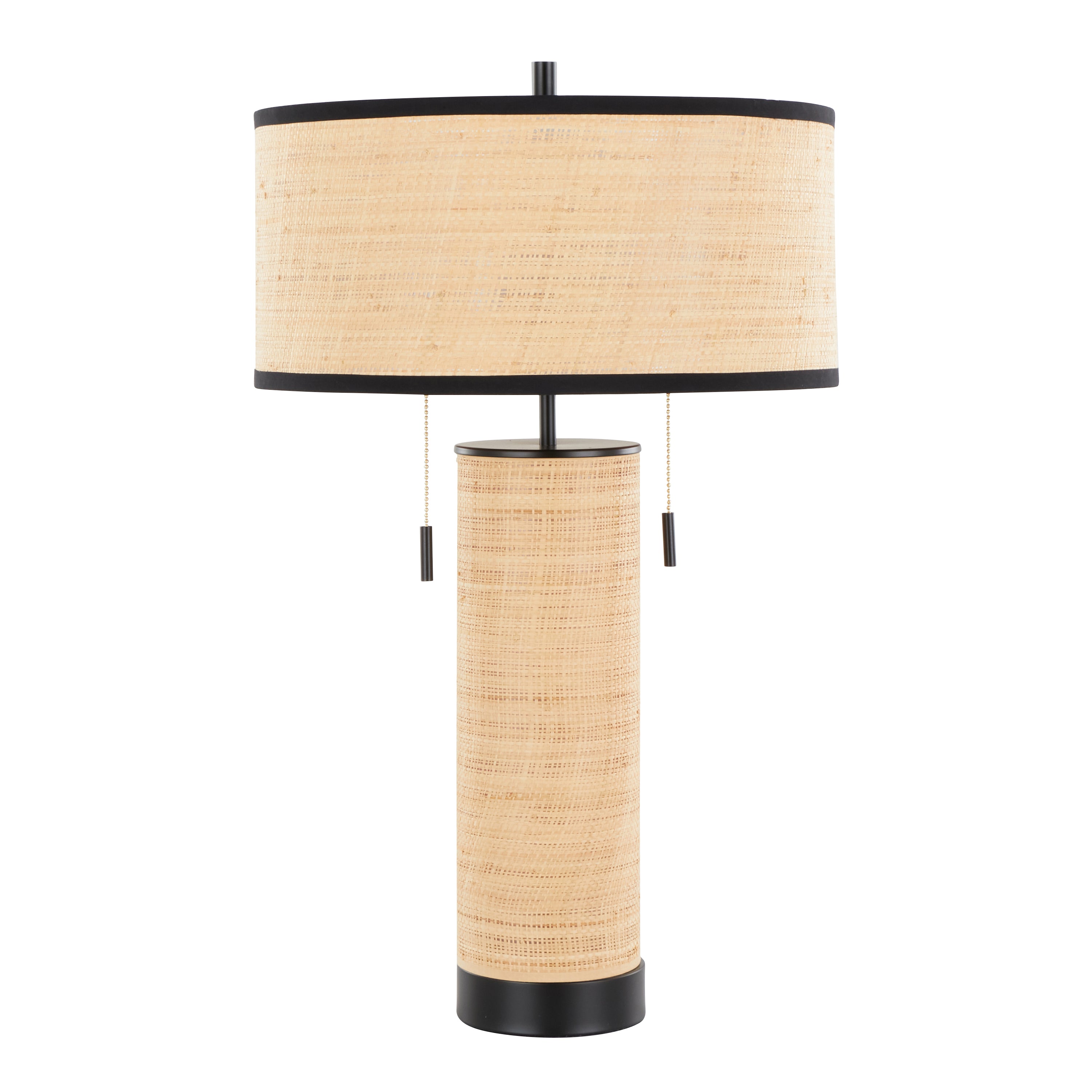 Bellavue 29" Rattan Table Lamp with Cylinder Shade and Pull Chain Switch