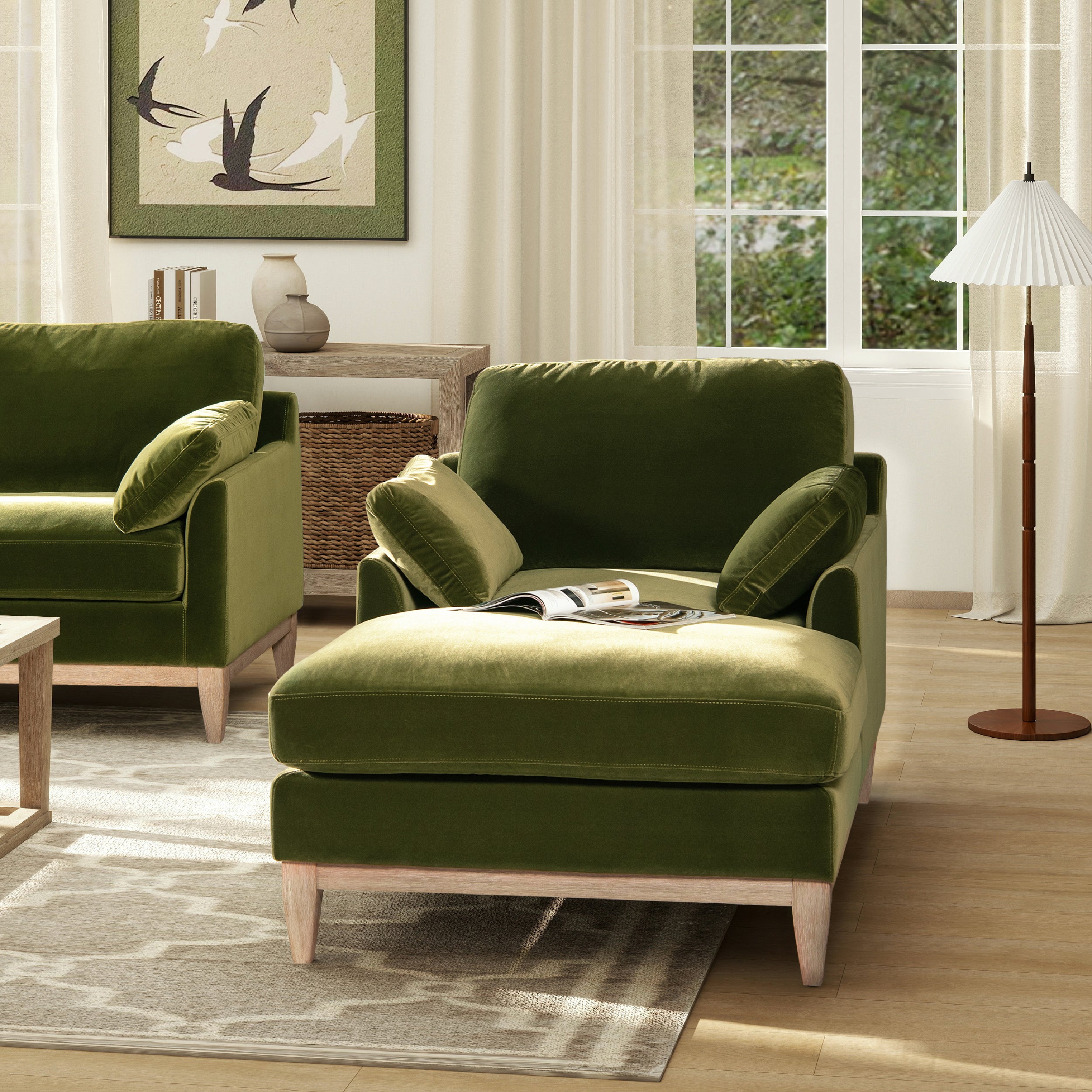 Brooding 62" Upholstered Chaise Lounge Chair with Reversible Cushions