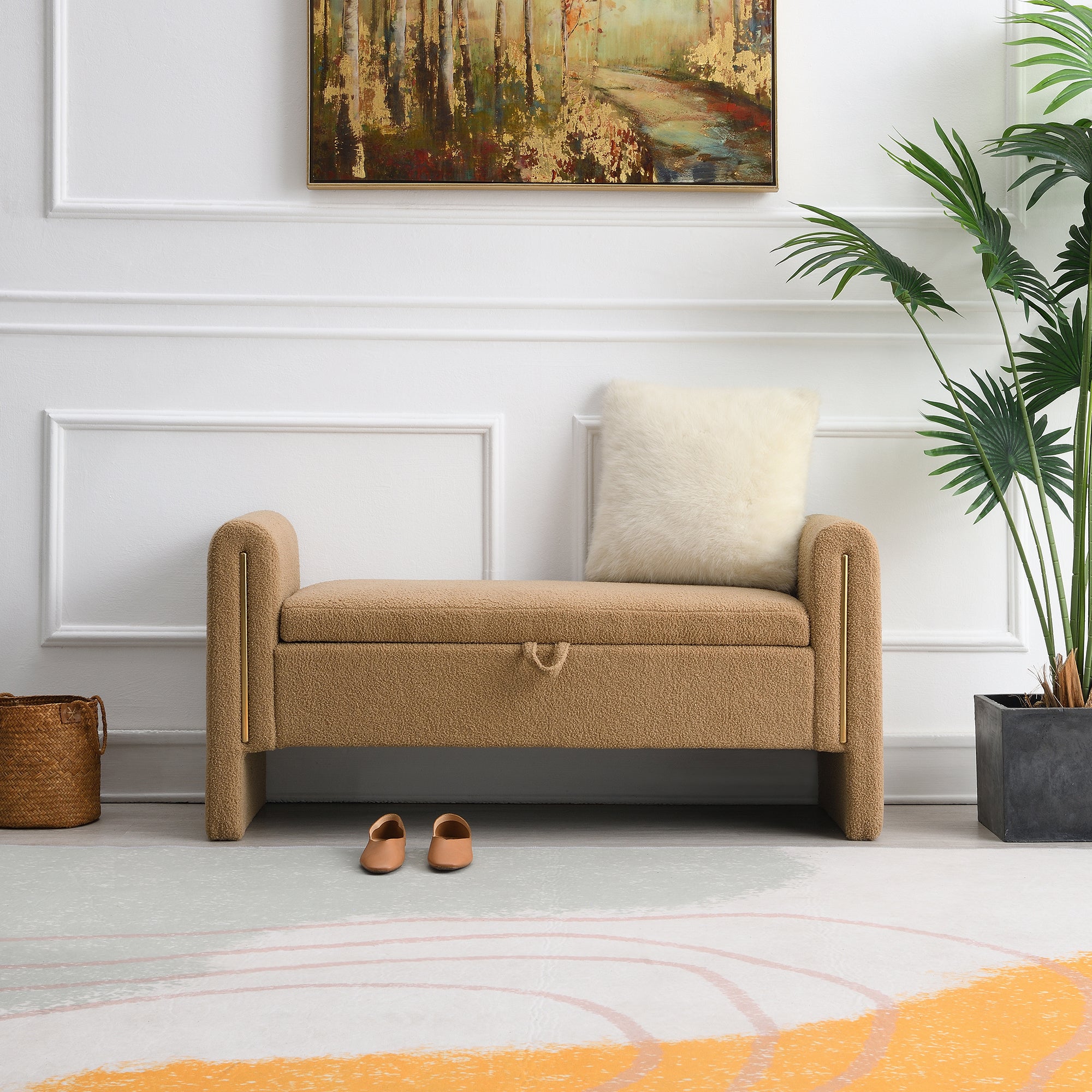Modern Teddy Bench with Arms and Storage