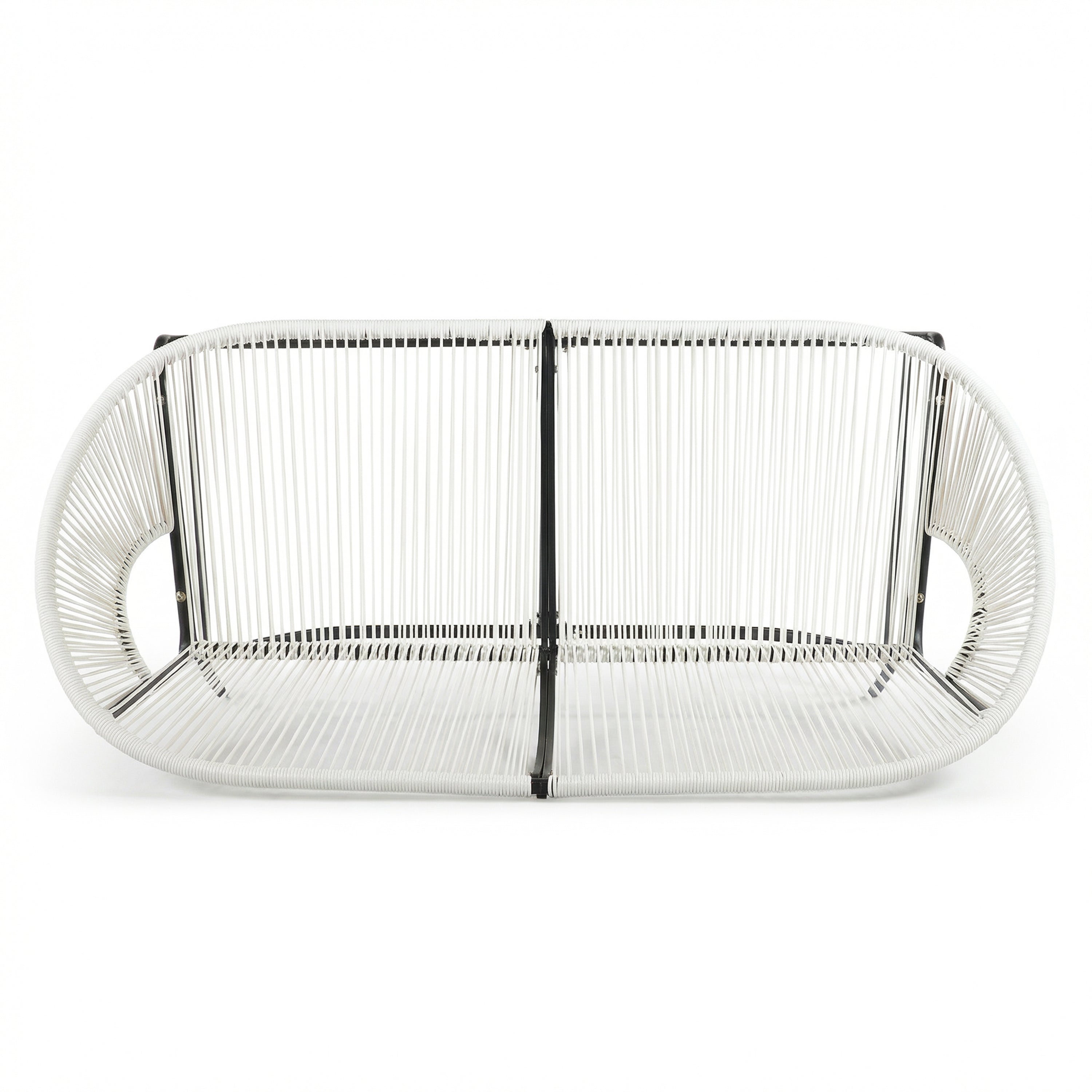 CONDESSA OUTDOOR PATIO WICKER LOVE SEAT, GREEN PE RATTAN & IRON FRAME, SET OF 1