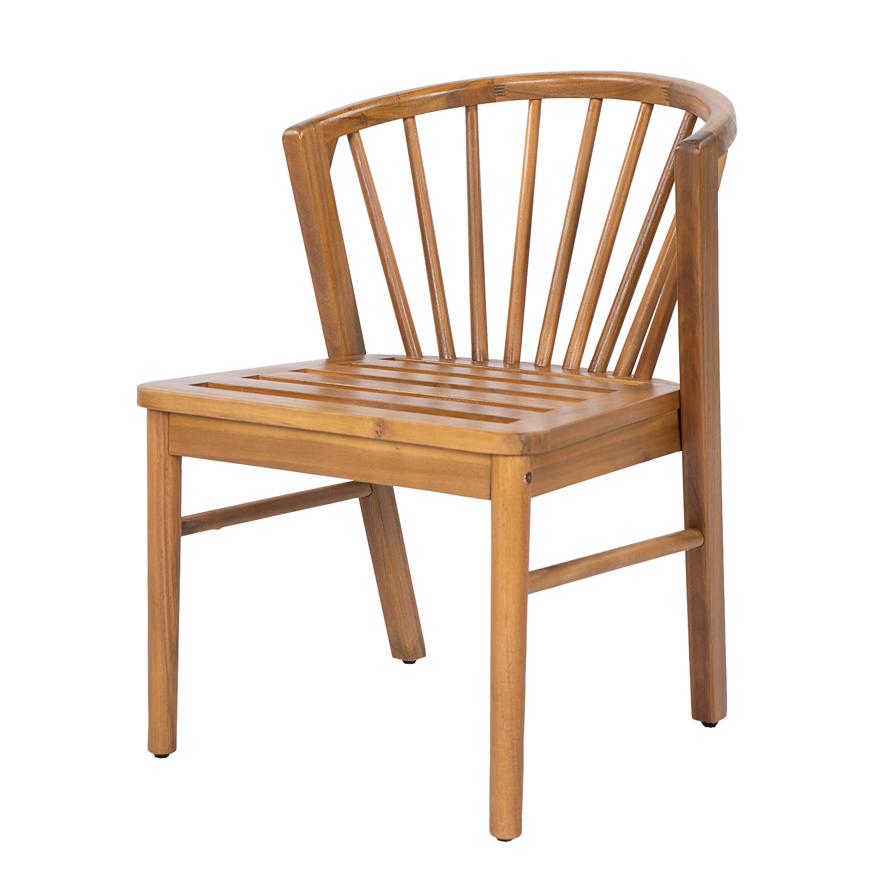 Outdoor Acacia Wood Patio Dining Chairs with Cream Washable Cushion, Set of 2