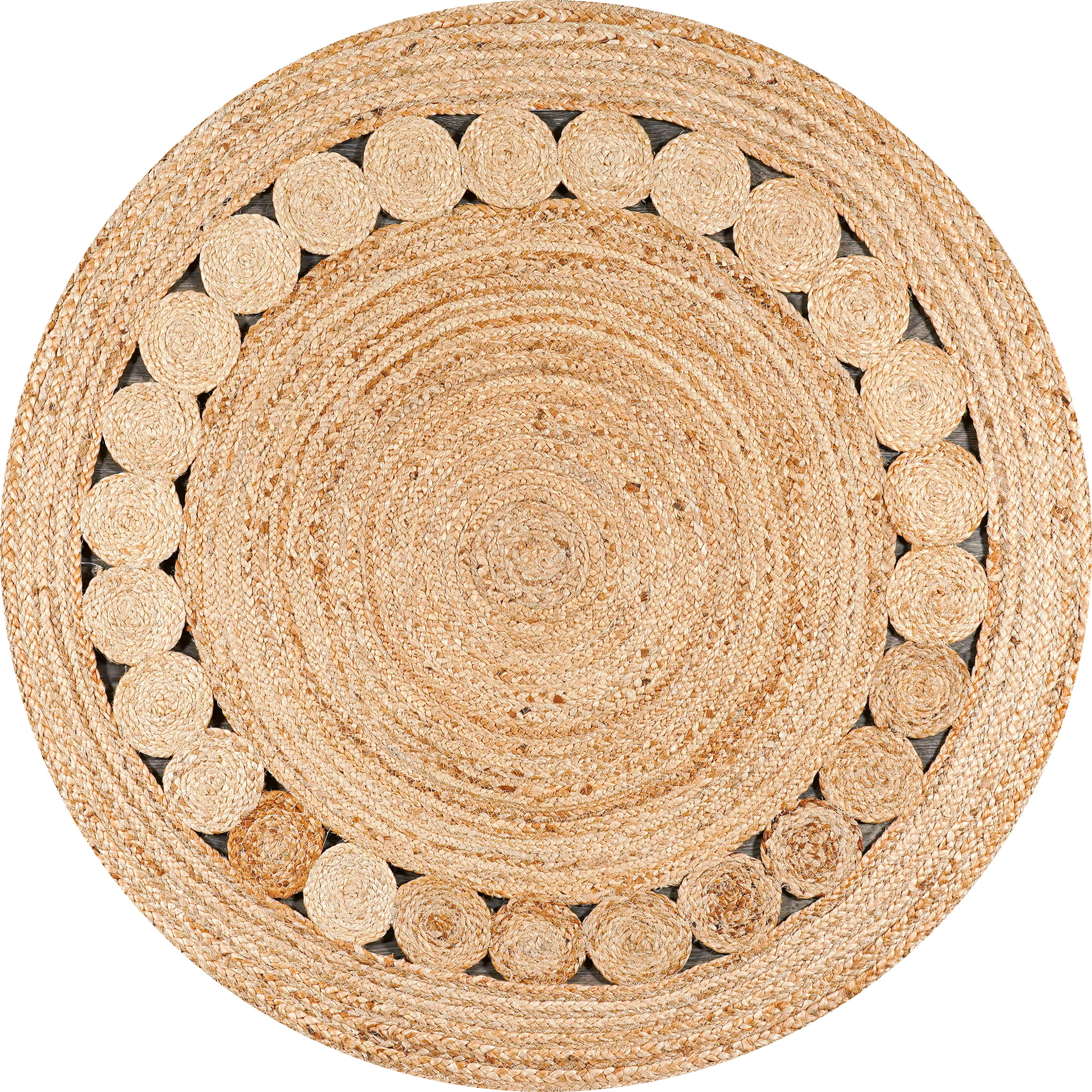 Dahlia Round Natural Jute Boho Circle Round Area Rug