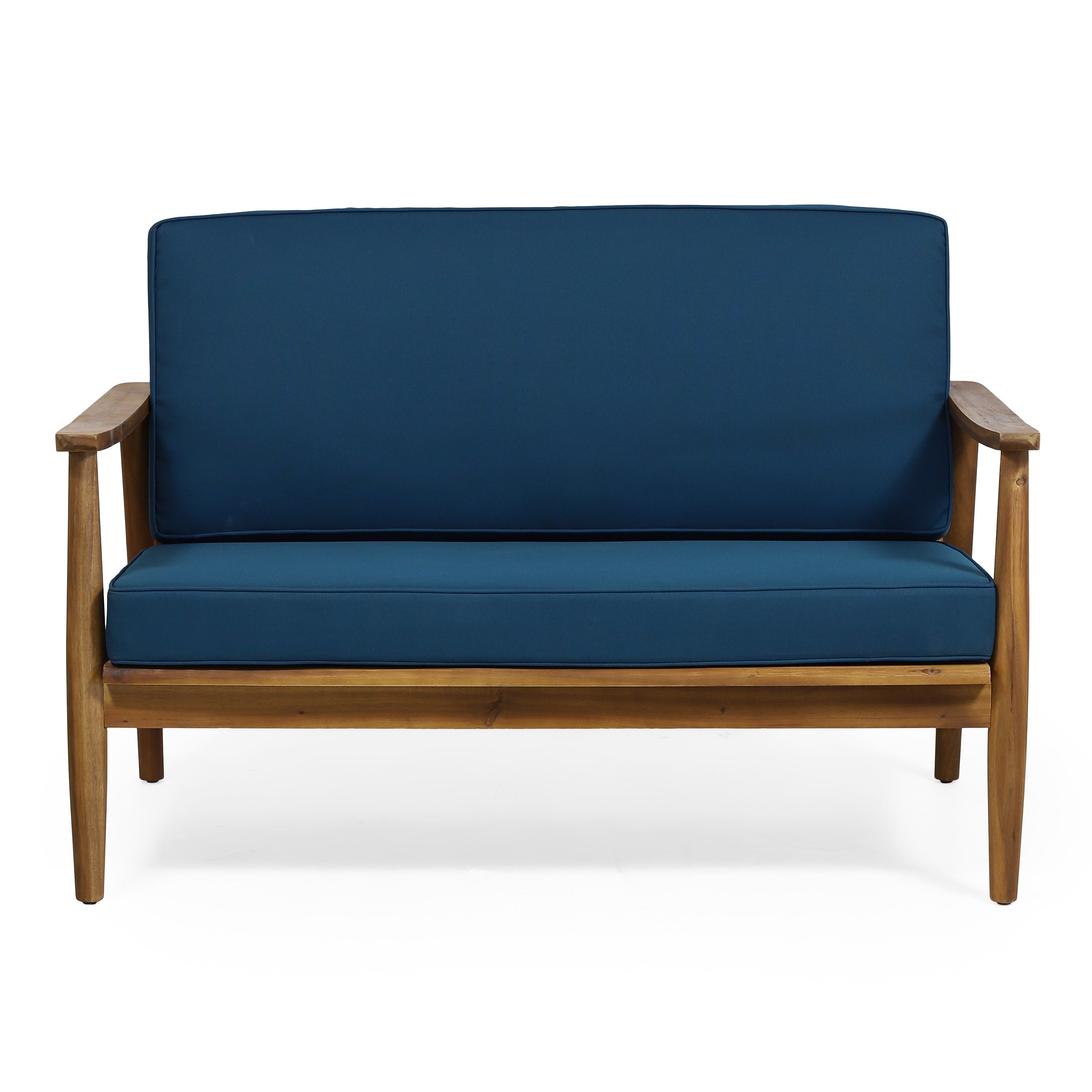 2-Piece Patio Set with Slatted Back Loveseat and Coffee Table