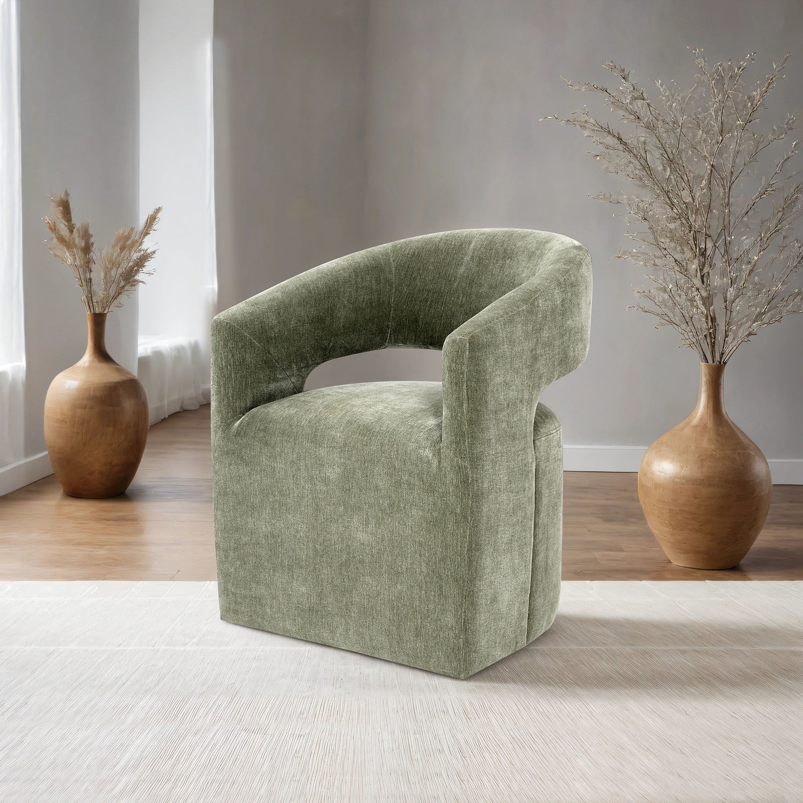 Open Back Upholstered Arm Accent Chair