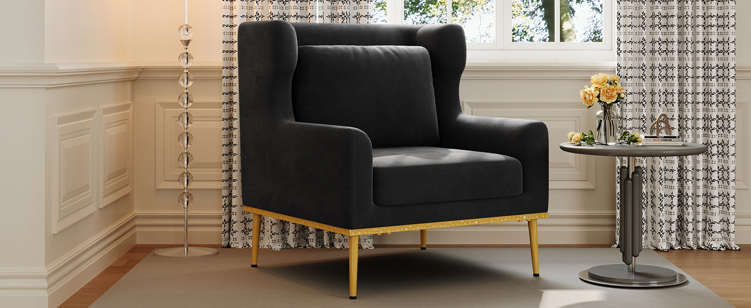 Modern Armchair Velvet Accent Chair Reading Chair Single Sofa Chair for Living Room, Bedroom, or Reading Corner, Beige