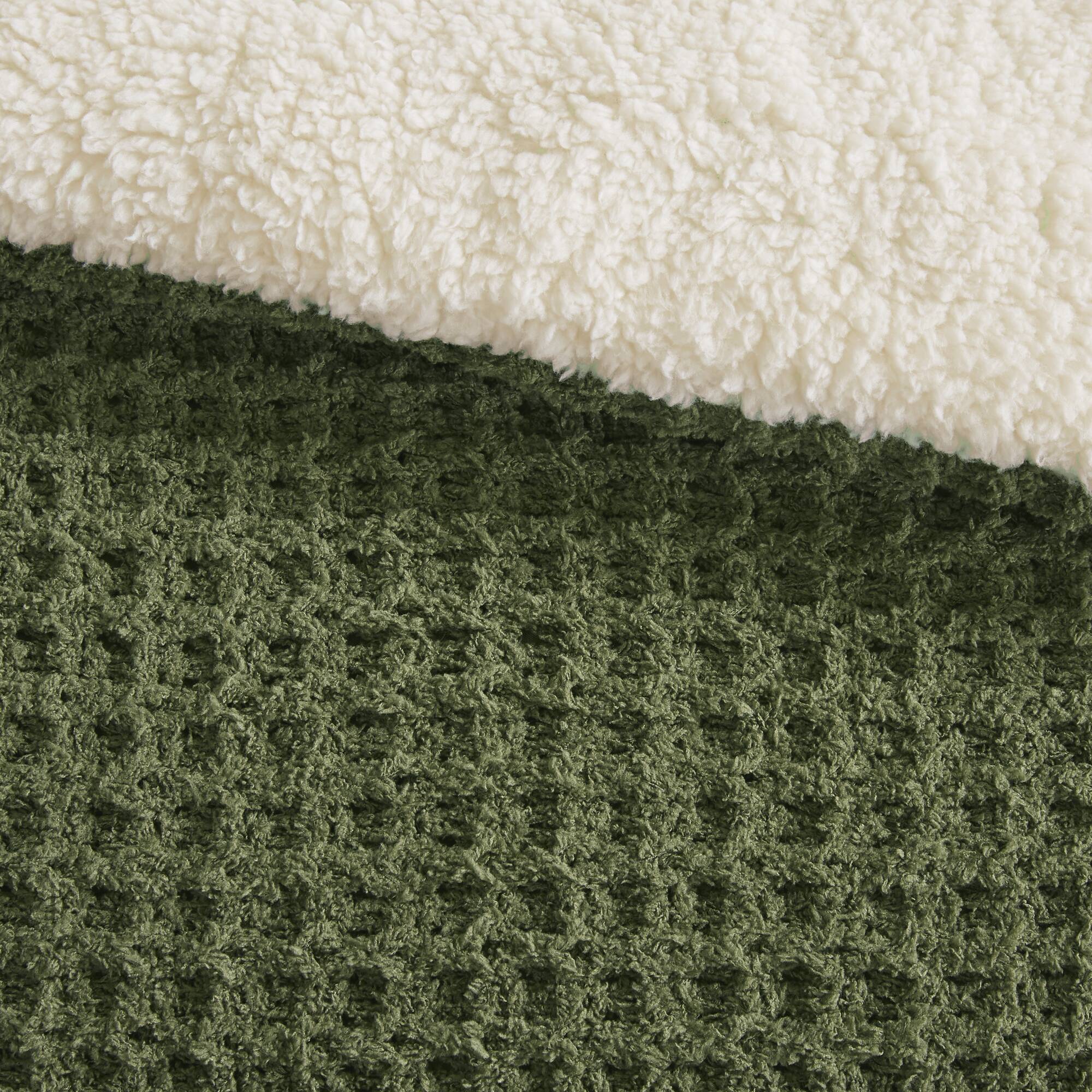 2 Piece Olive Waffle Knit Chenille Comforter Set