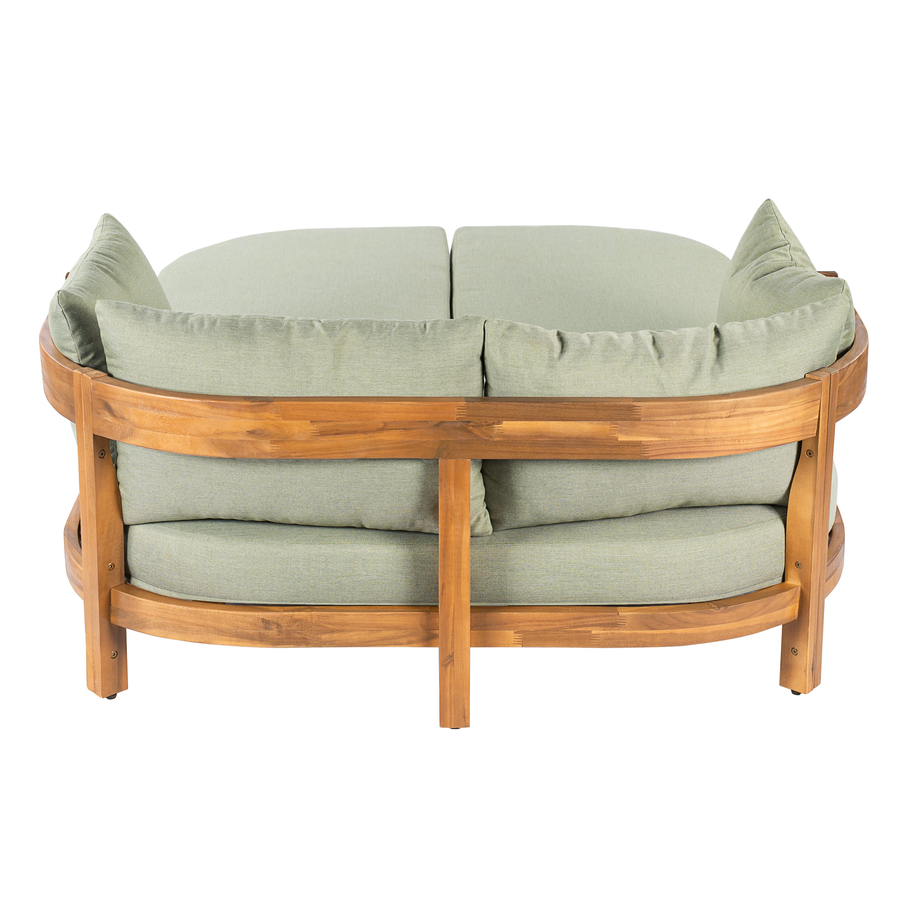 Donovan Outdoor Wood Daybed, Teak Finish With Green Cushion