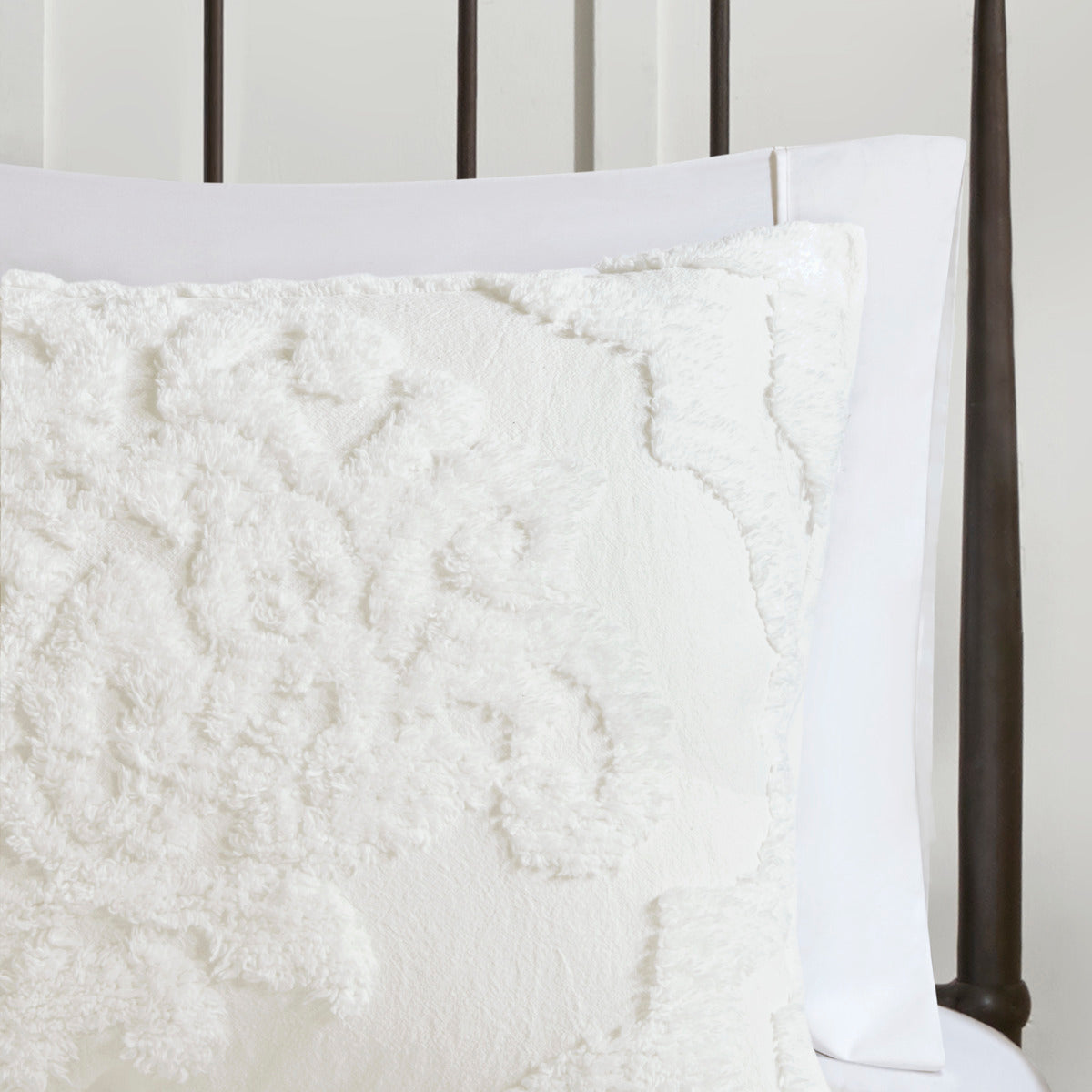 Viola 3-Piece Tufted Cotton Chenille Damask Comforter Set