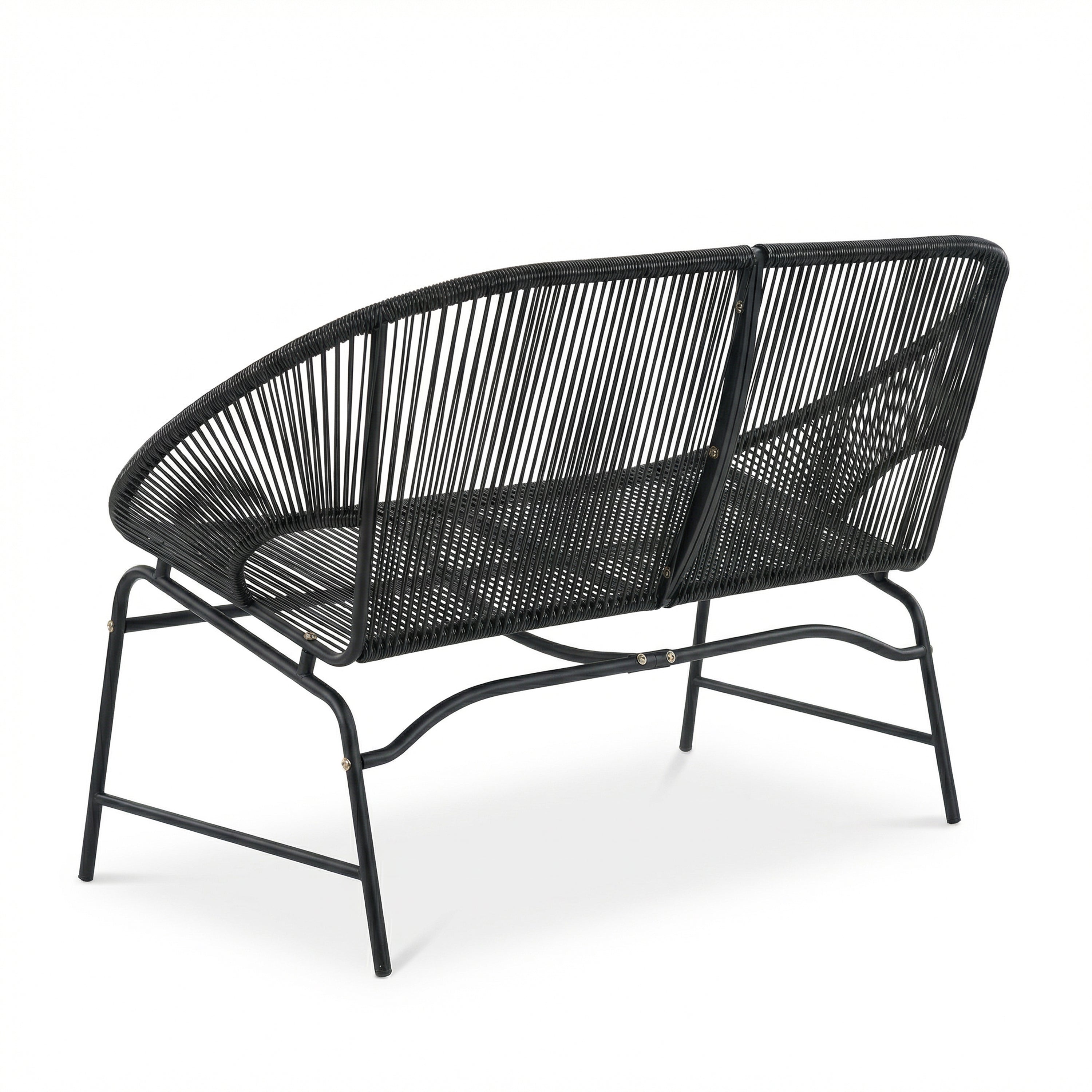 NUSA OUTDOOR PATIO 4-PCS CHAT SET, TEAL PE RATTAN & IRON FRAM FURNITURE, ACACIA WOOD TABLE