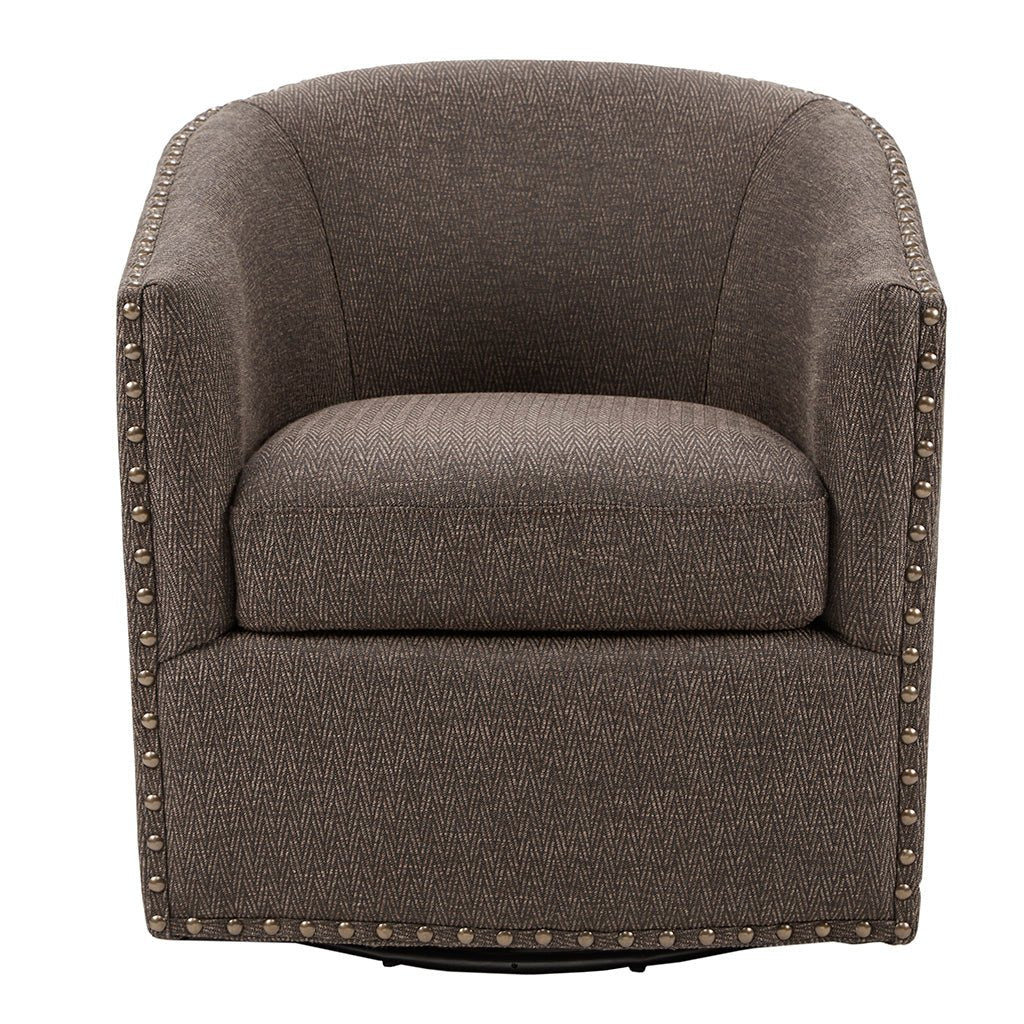 Fantasyy Upholstered Swivel Chair with Nailhead Trim and Curved Design - Accent Chairs