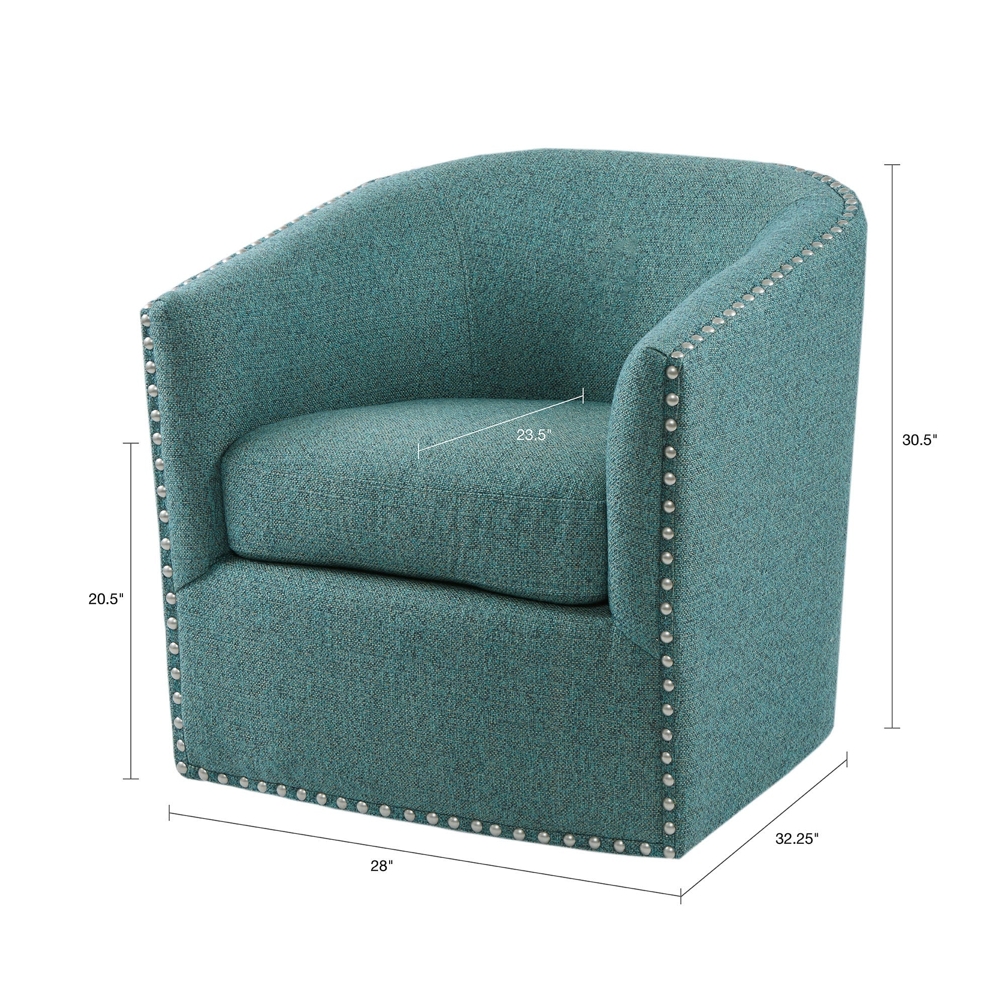 Fantasyy Upholstered Swivel Chair with Nailhead Trim and Curved Design - Accent Chairs