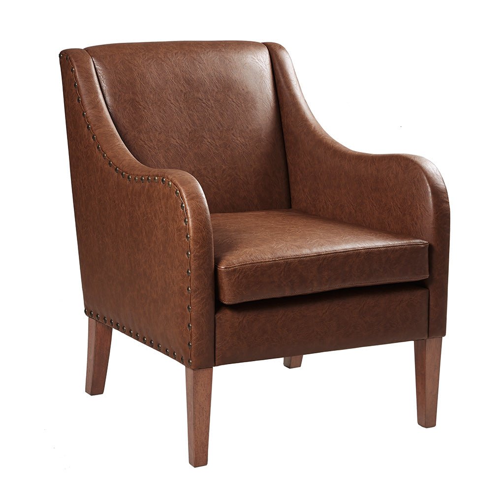 Faux Leather Accent Chair with Classic Bronze Nailhead - Accent Chairs