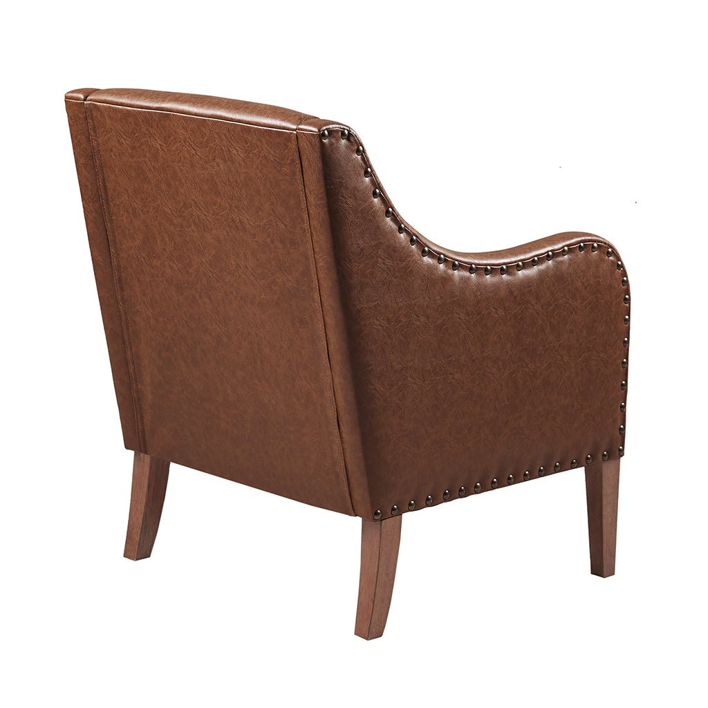 Faux Leather Accent Chair with Classic Bronze Nailhead - Accent Chairs