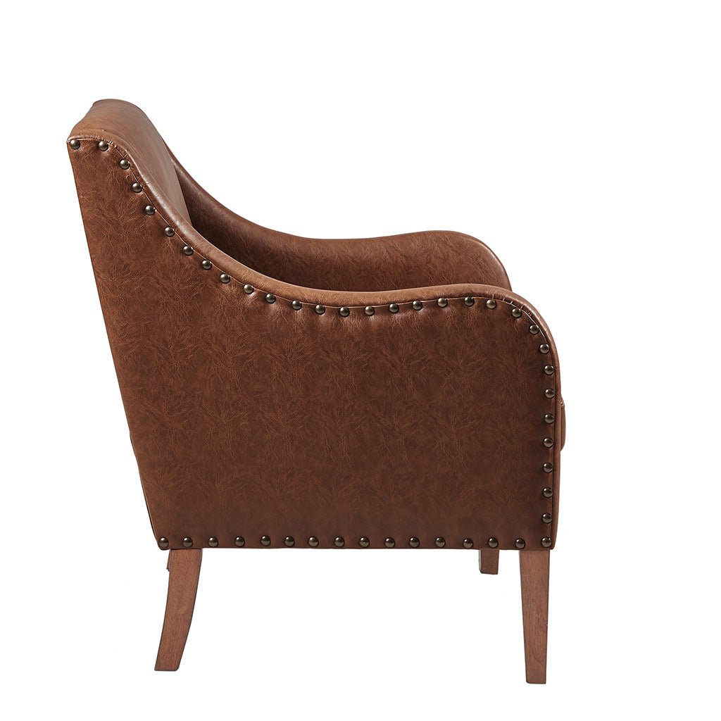 Faux Leather Accent Chair with Classic Bronze Nailhead - Accent Chairs