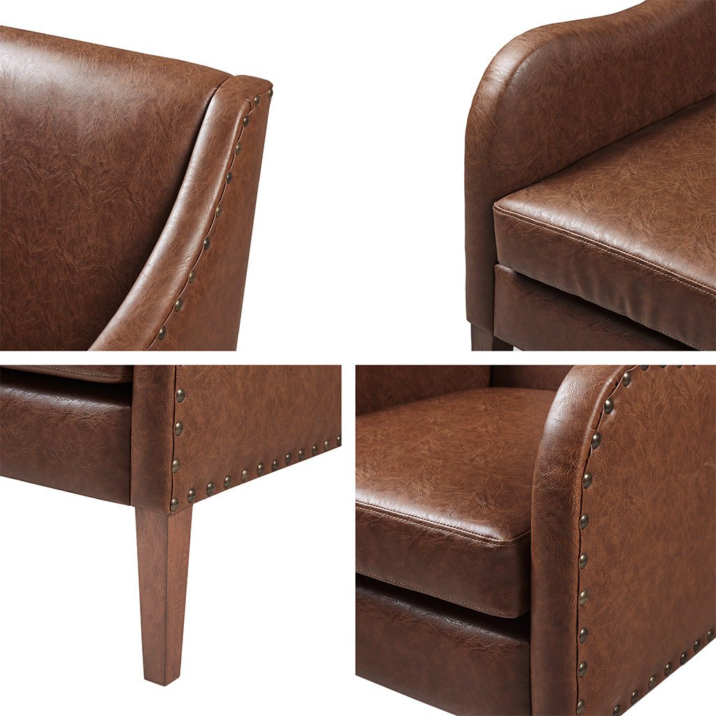 Faux Leather Accent Chair with Classic Bronze Nailhead - Accent Chairs