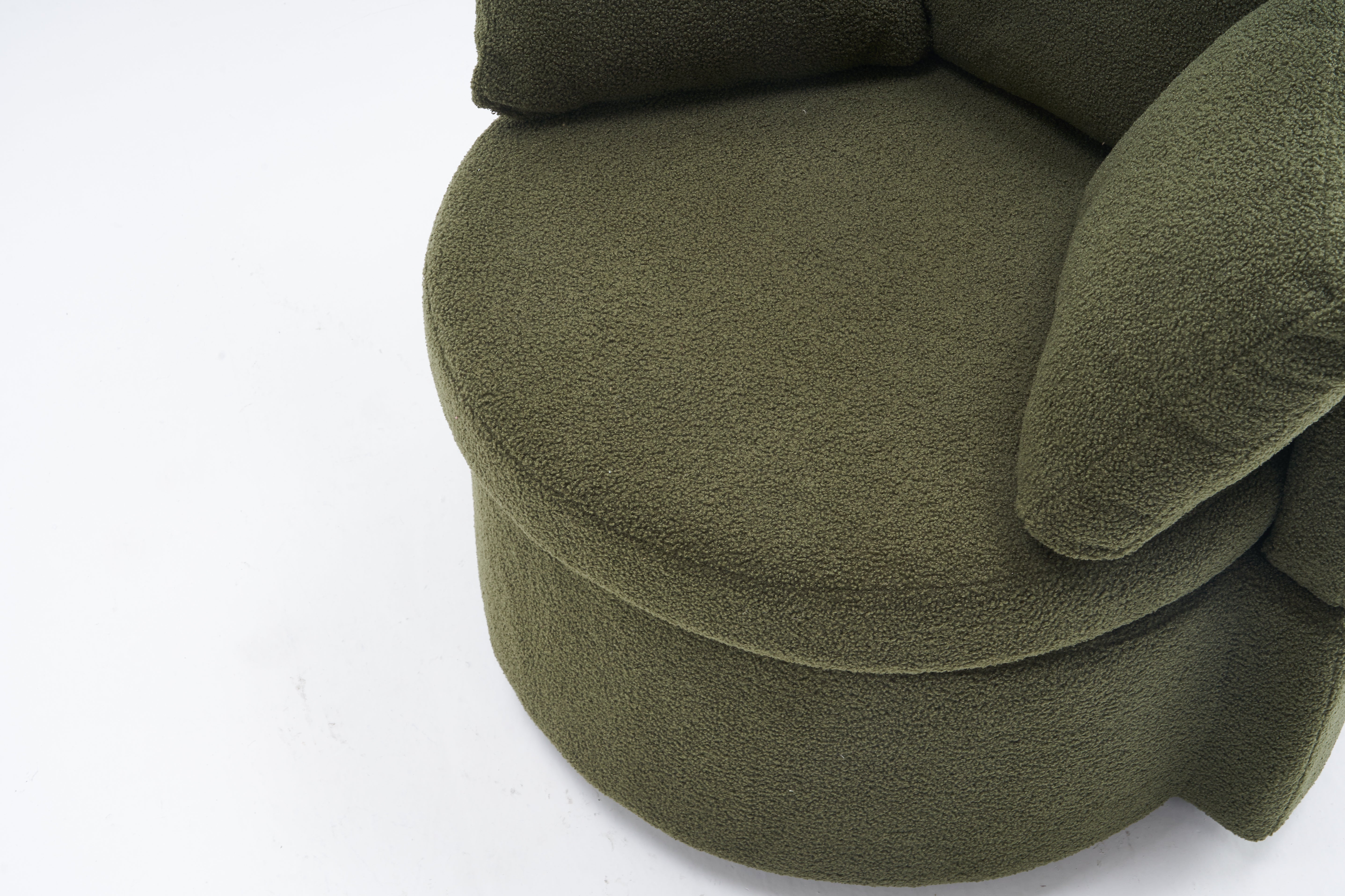 Upholstered Swivel Chair with 3 Throw Pillows and Storage