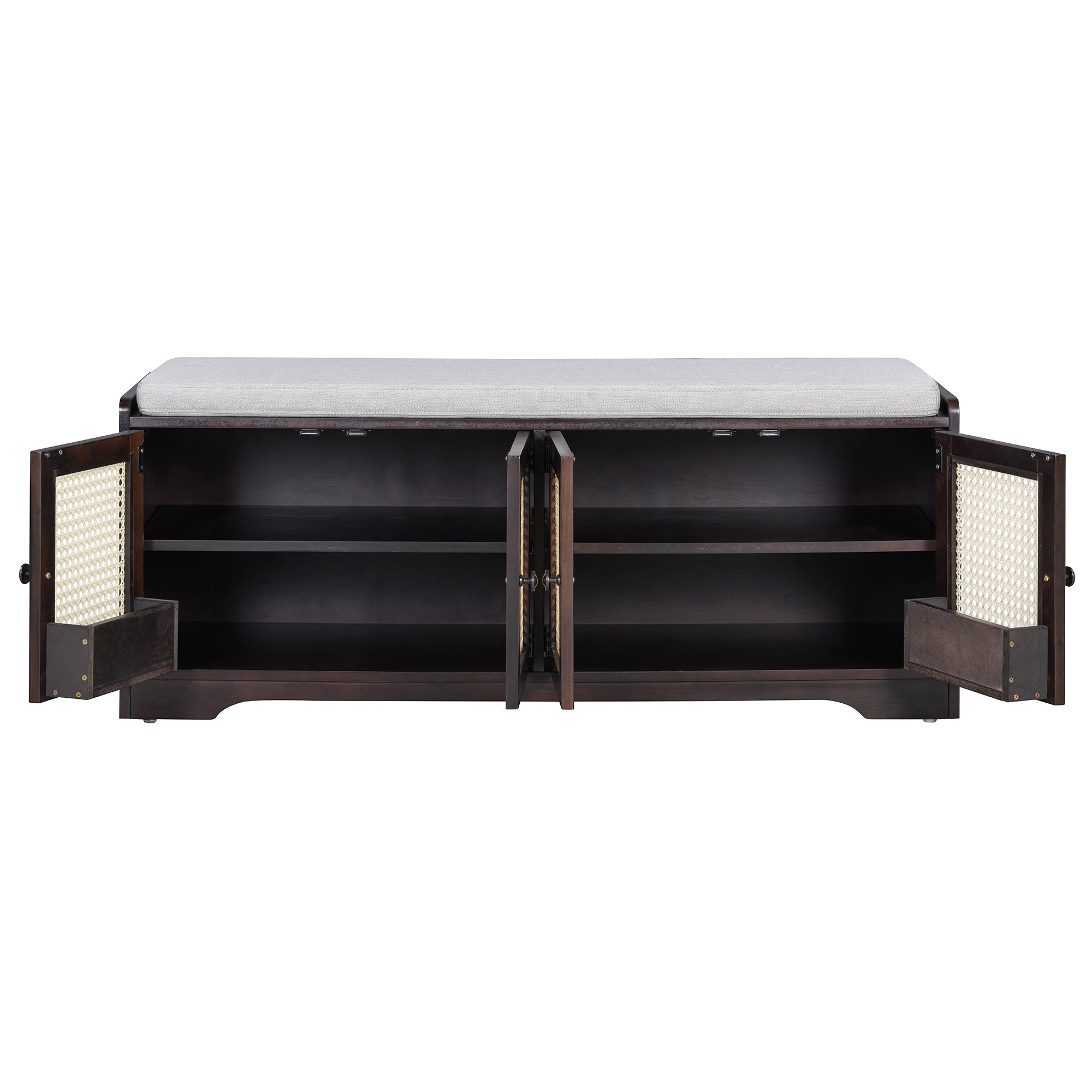 Storage Bench with Rattan Doors
