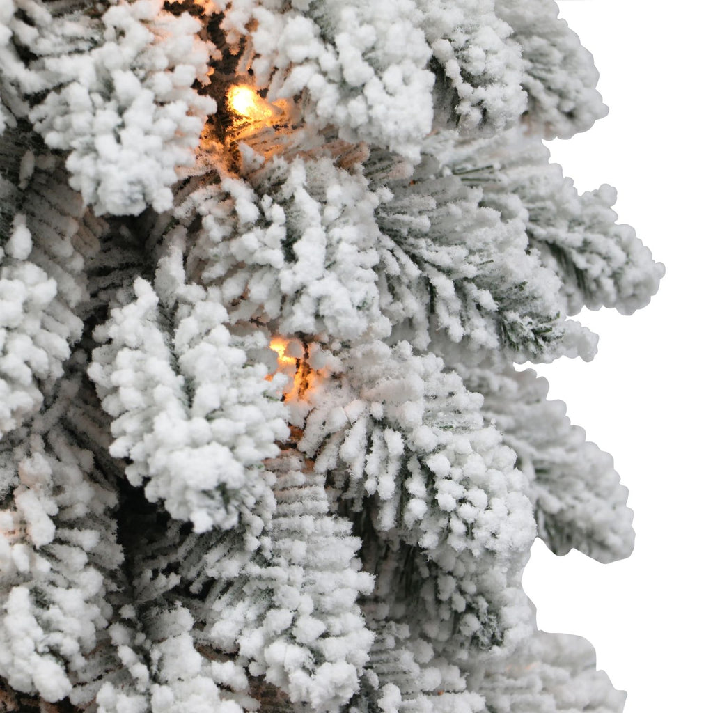 Pre-lit 3 ft Flocked Pencil Alpine Artificial Christmas Tree