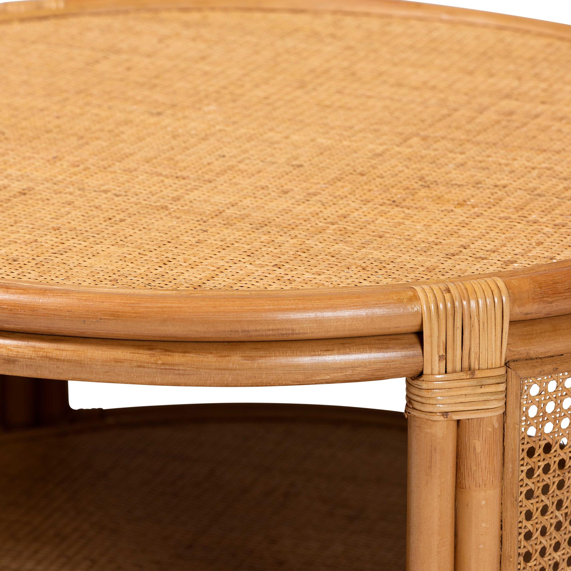 Modern Bohemian Natural Brown Rattan Coffee Table