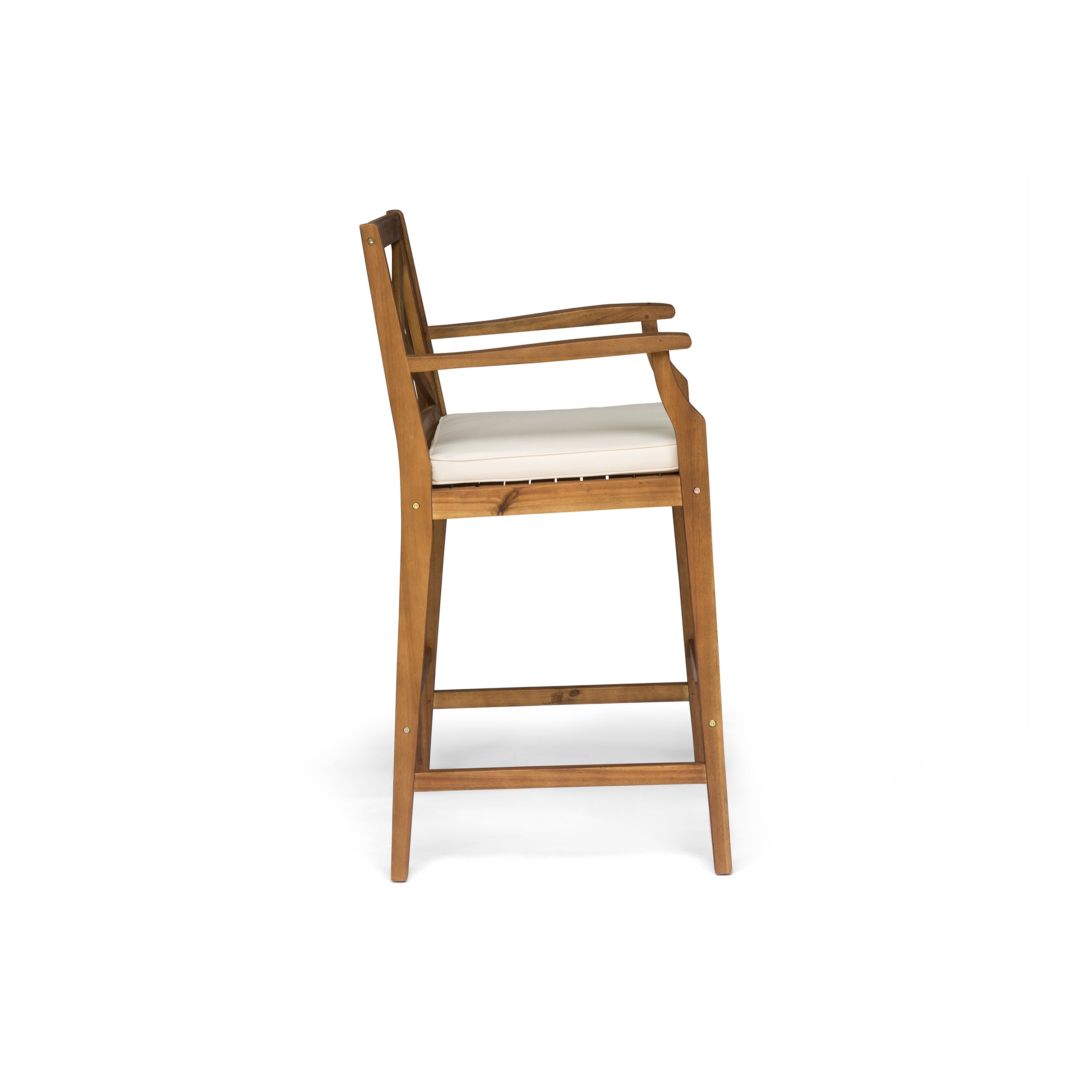 Perla Outdoor Acacia Wood Barstools, Set of 2