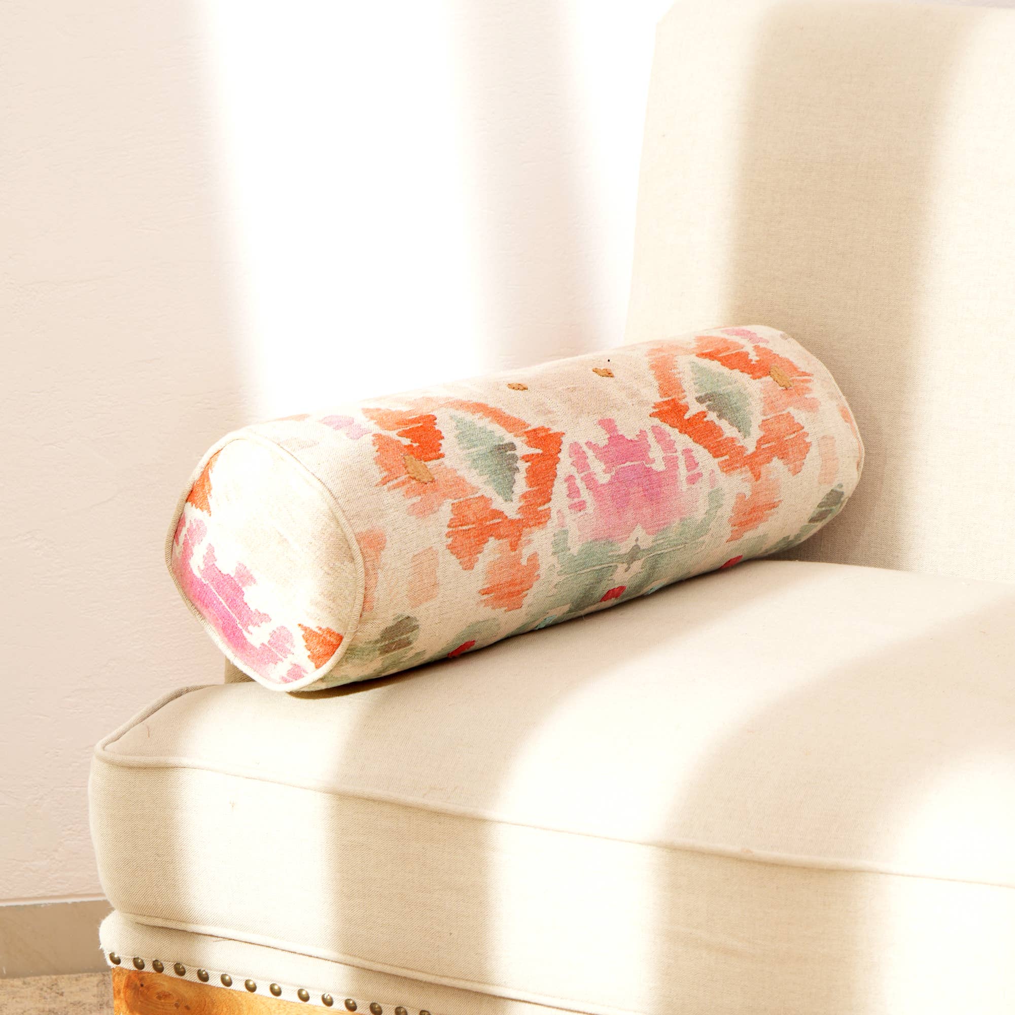 100% Cotton Printed Bolster Throw Pillow