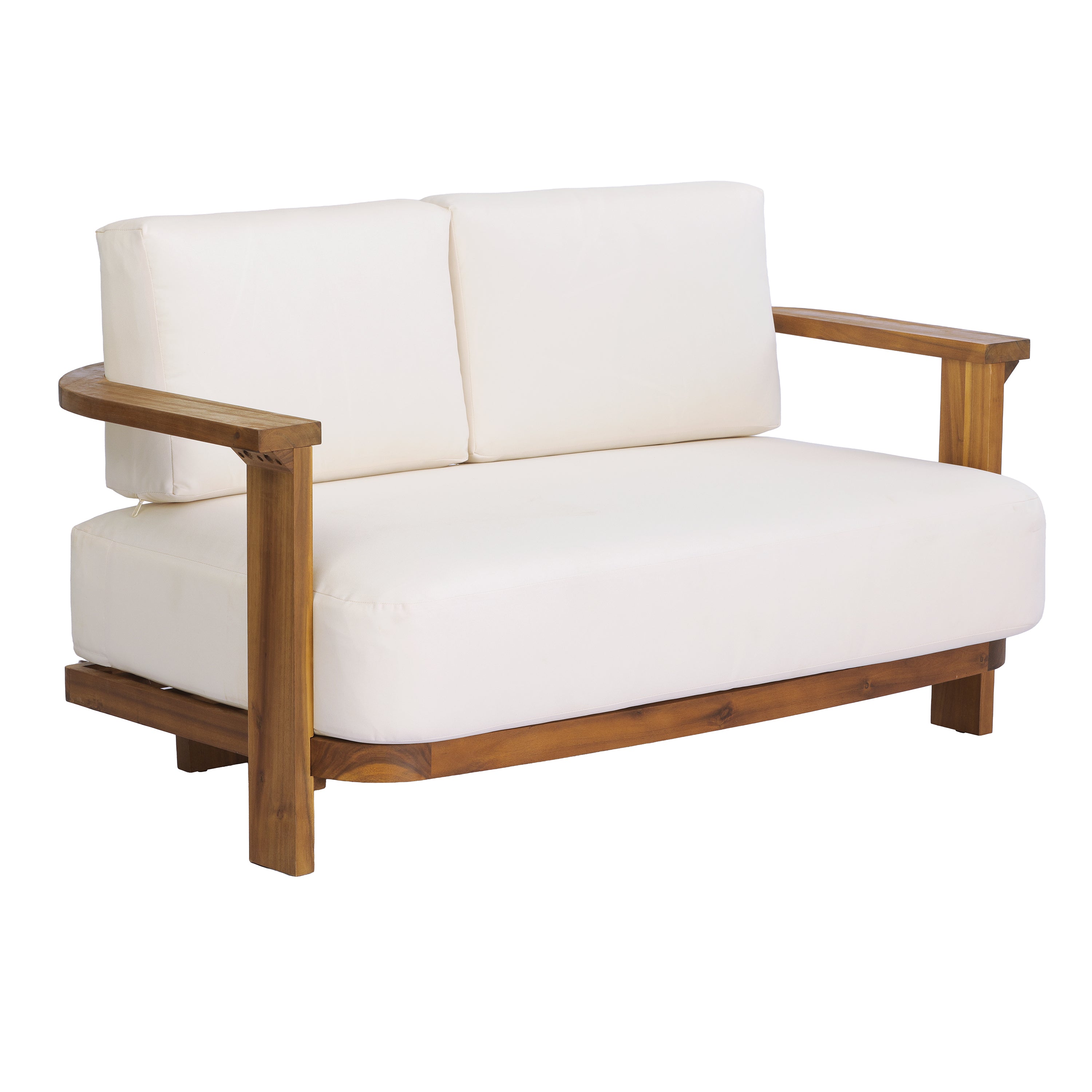 Kanso Acacia Wood Outdoor Patio Loveseat and Coffee Table