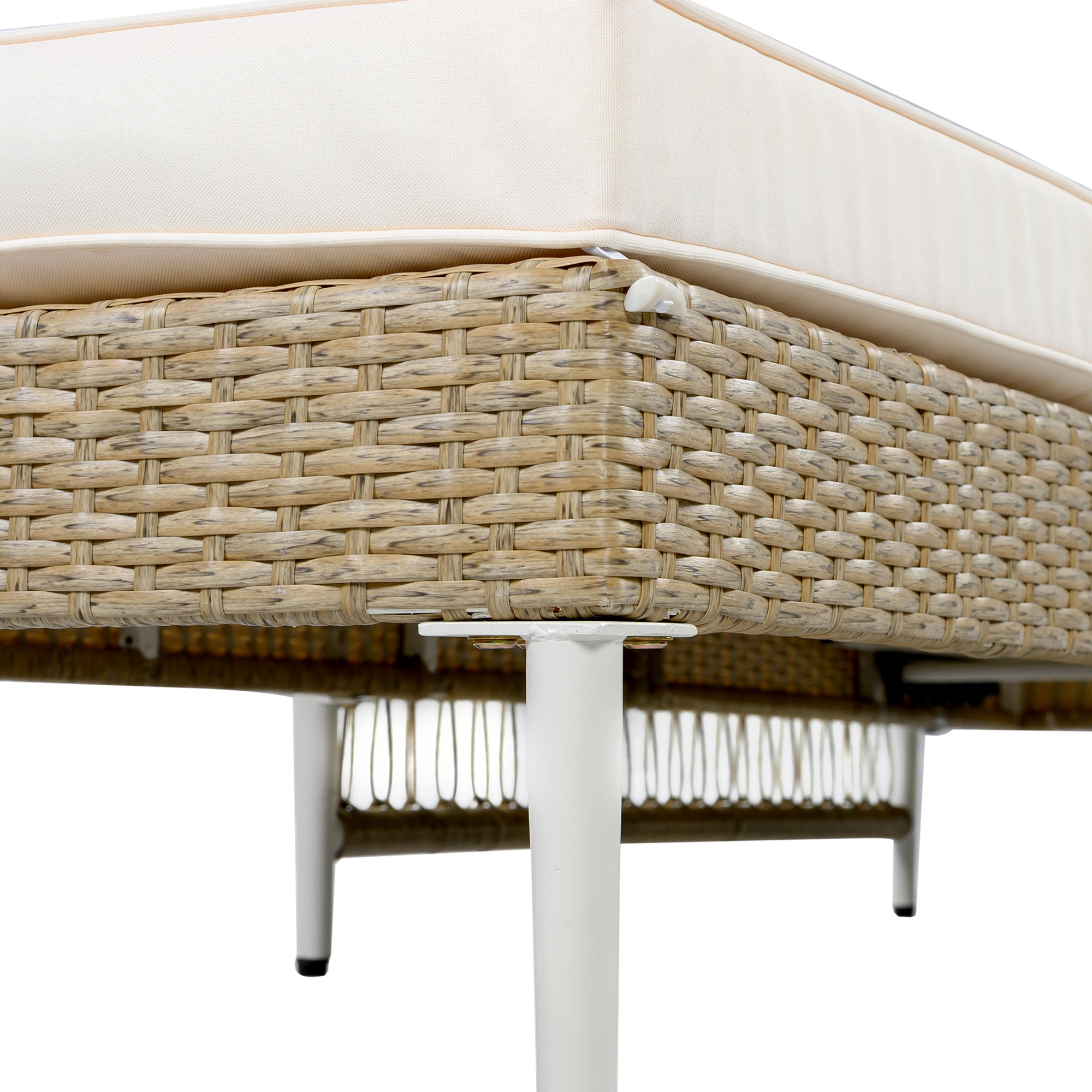 Outdoor All-Weather PE Rattan Chaise Lounge with 6 Gear Adjustable Recliner, Arms and Cushion