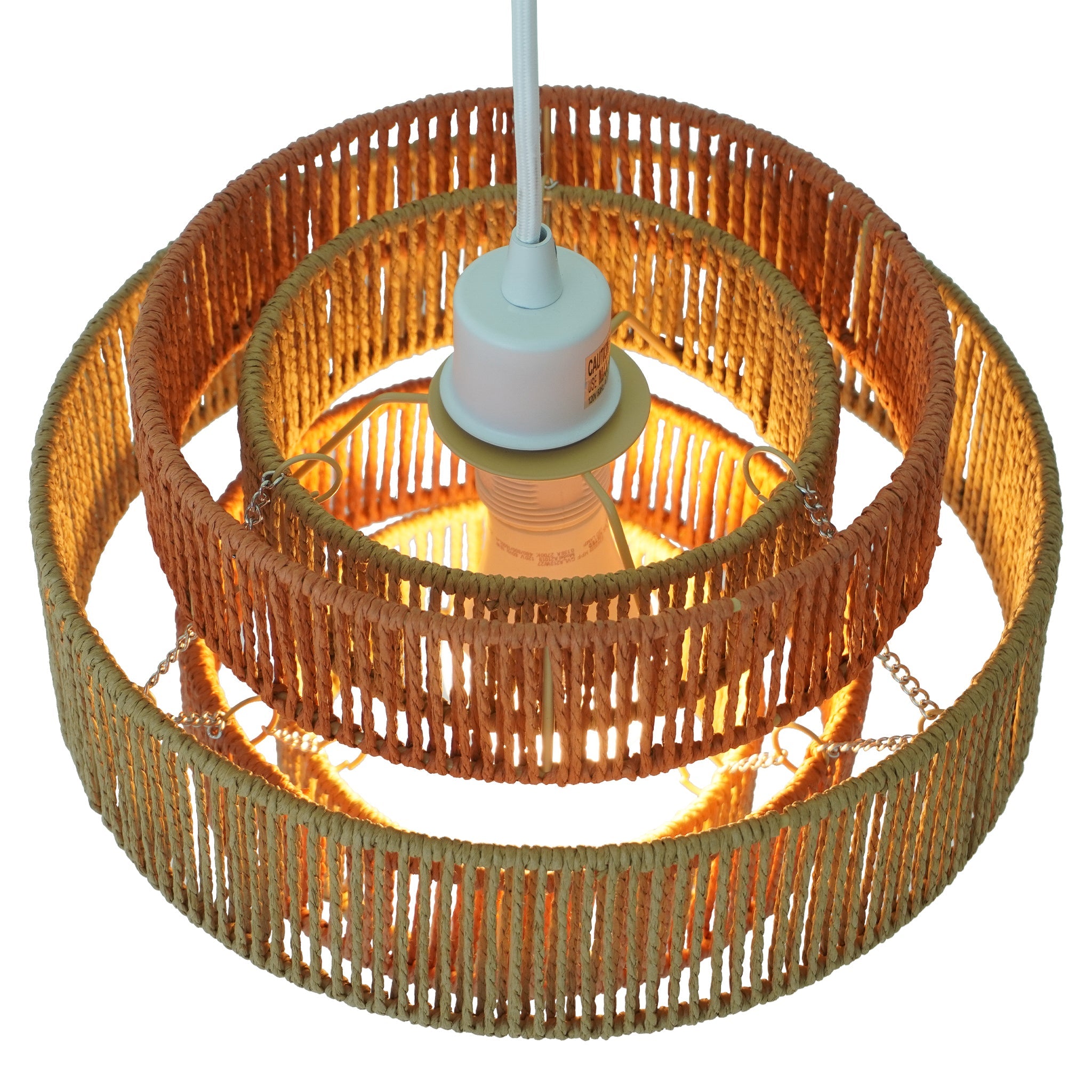 Dorset Pendant Lamp in White and Natural/Terracotta