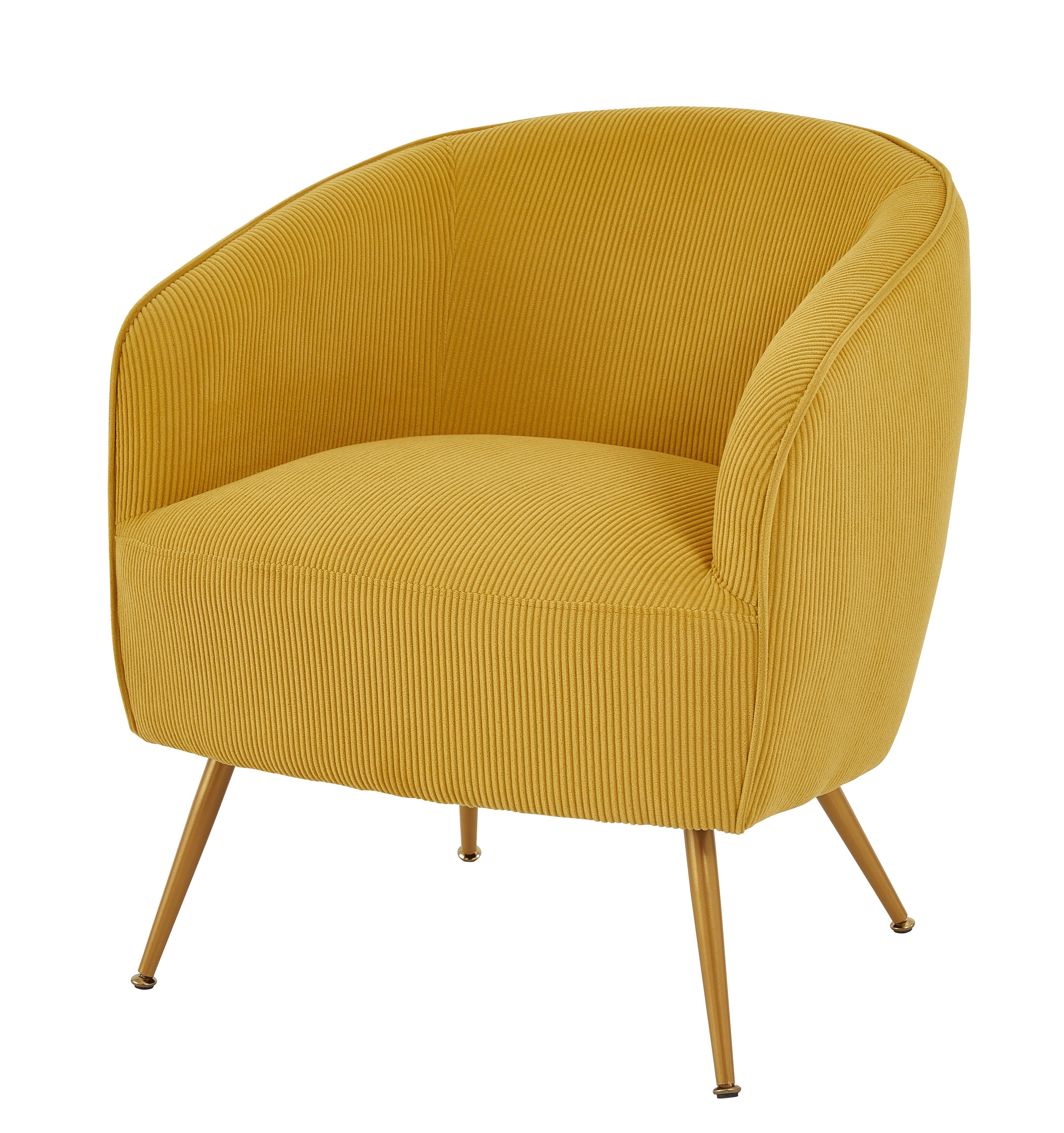 Corduroy Accent Chair with Gold Metal Legs