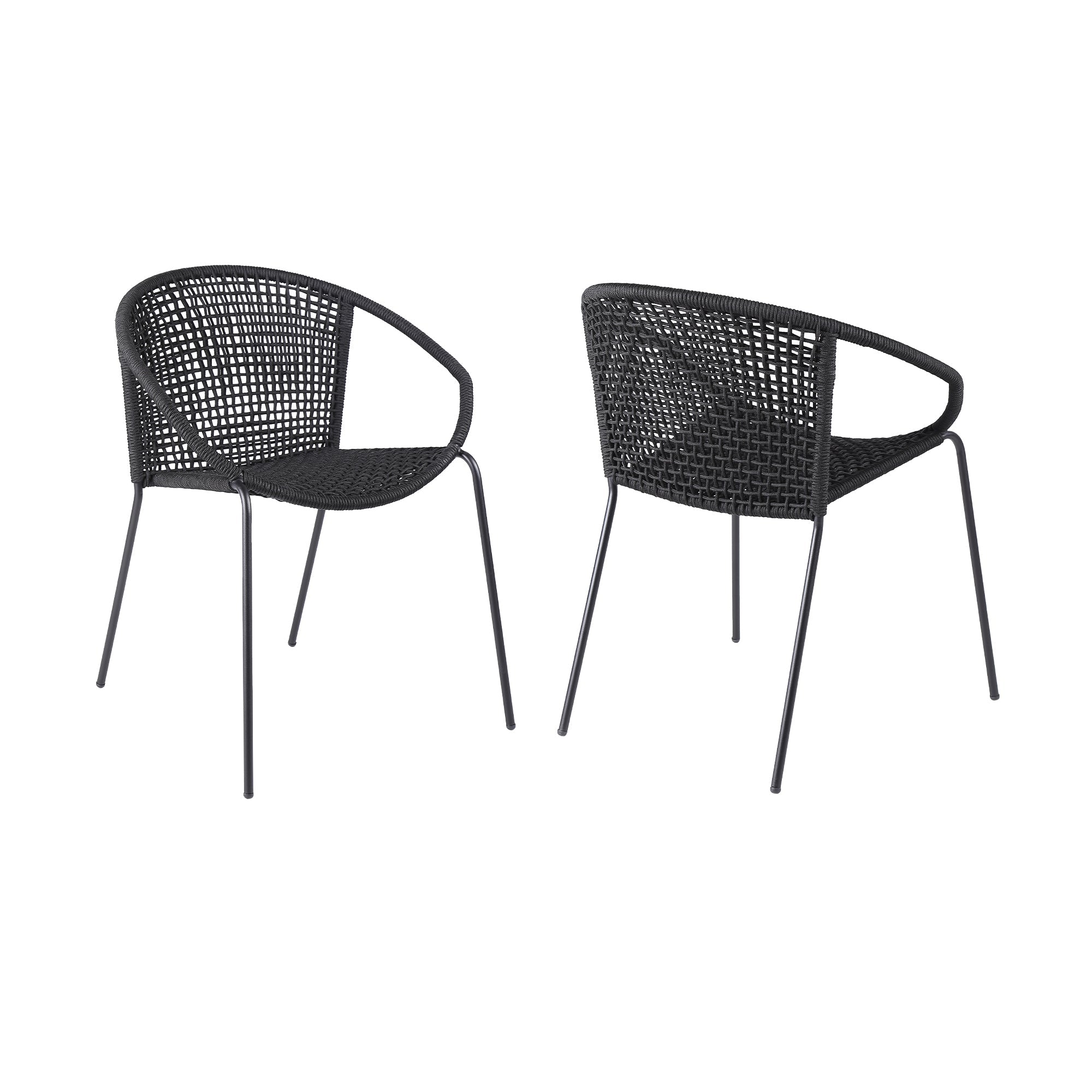 Quilla Indoor Outdoor Stackable Rope Dining Chairs, Set of 2