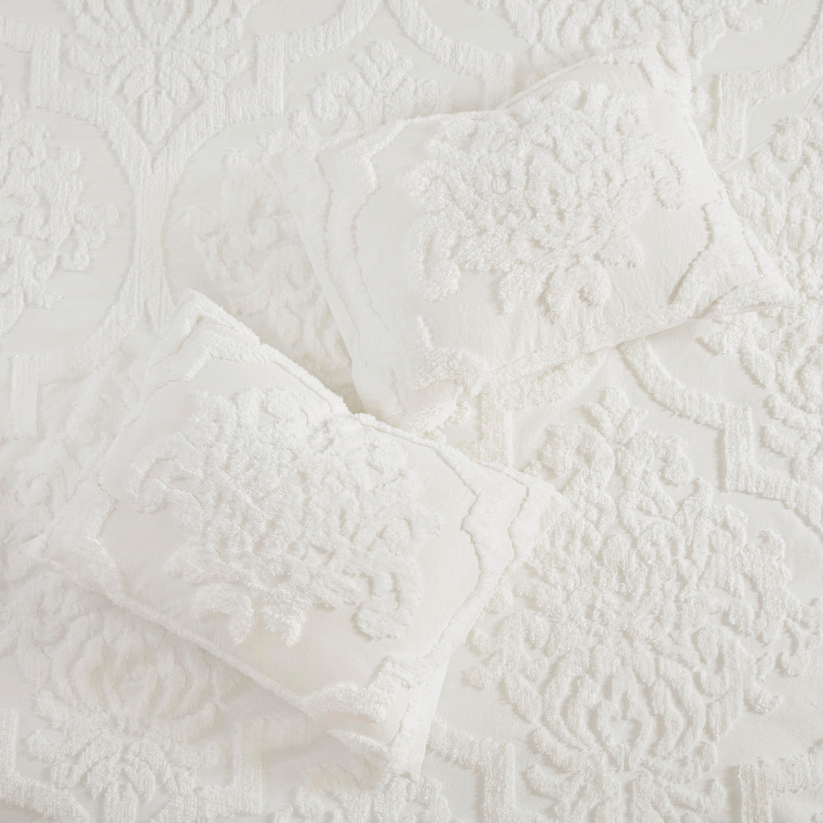 Viola 3-Piece Tufted Cotton Chenille Damask Comforter Set