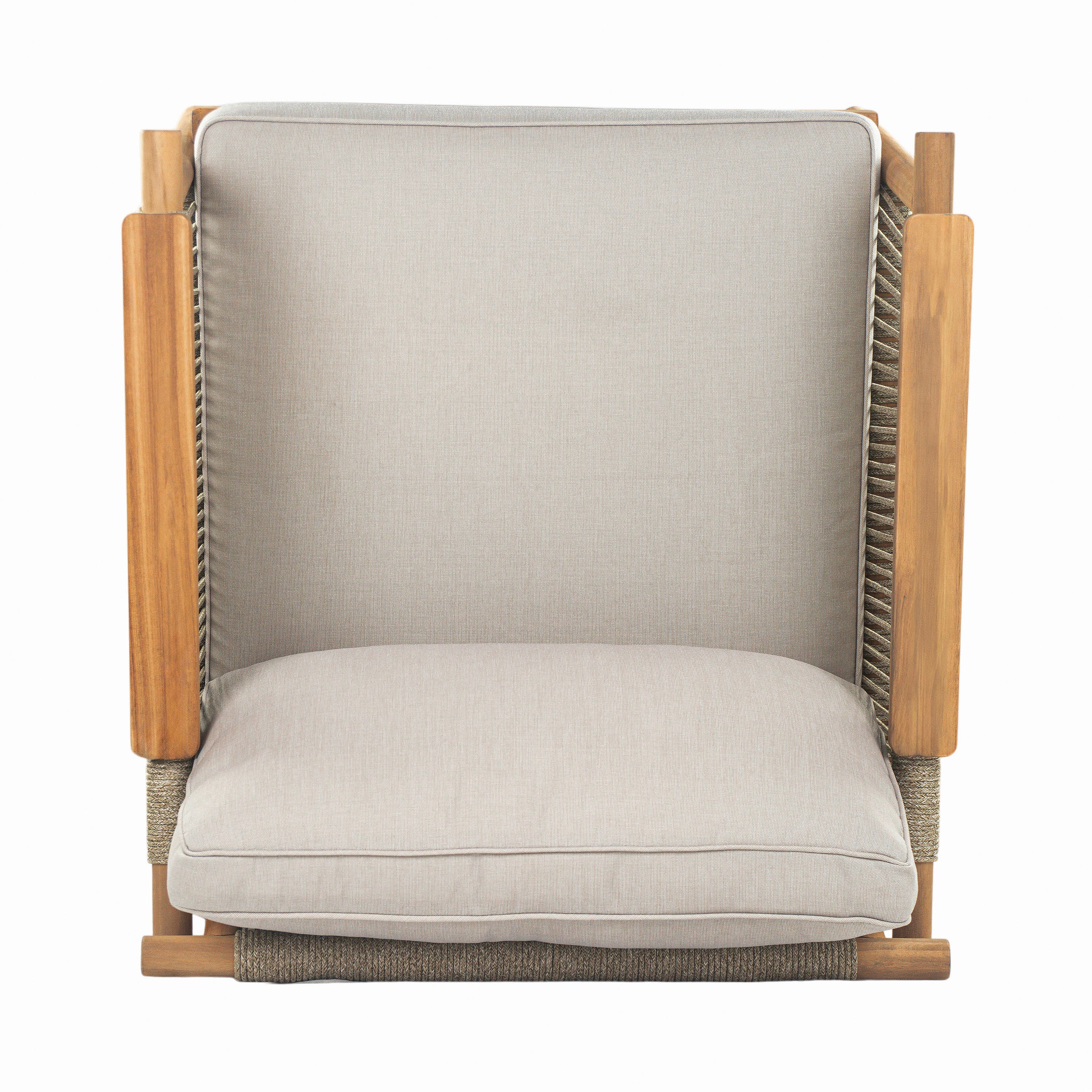 Outdoor Wood Club Chair with Rope Accents