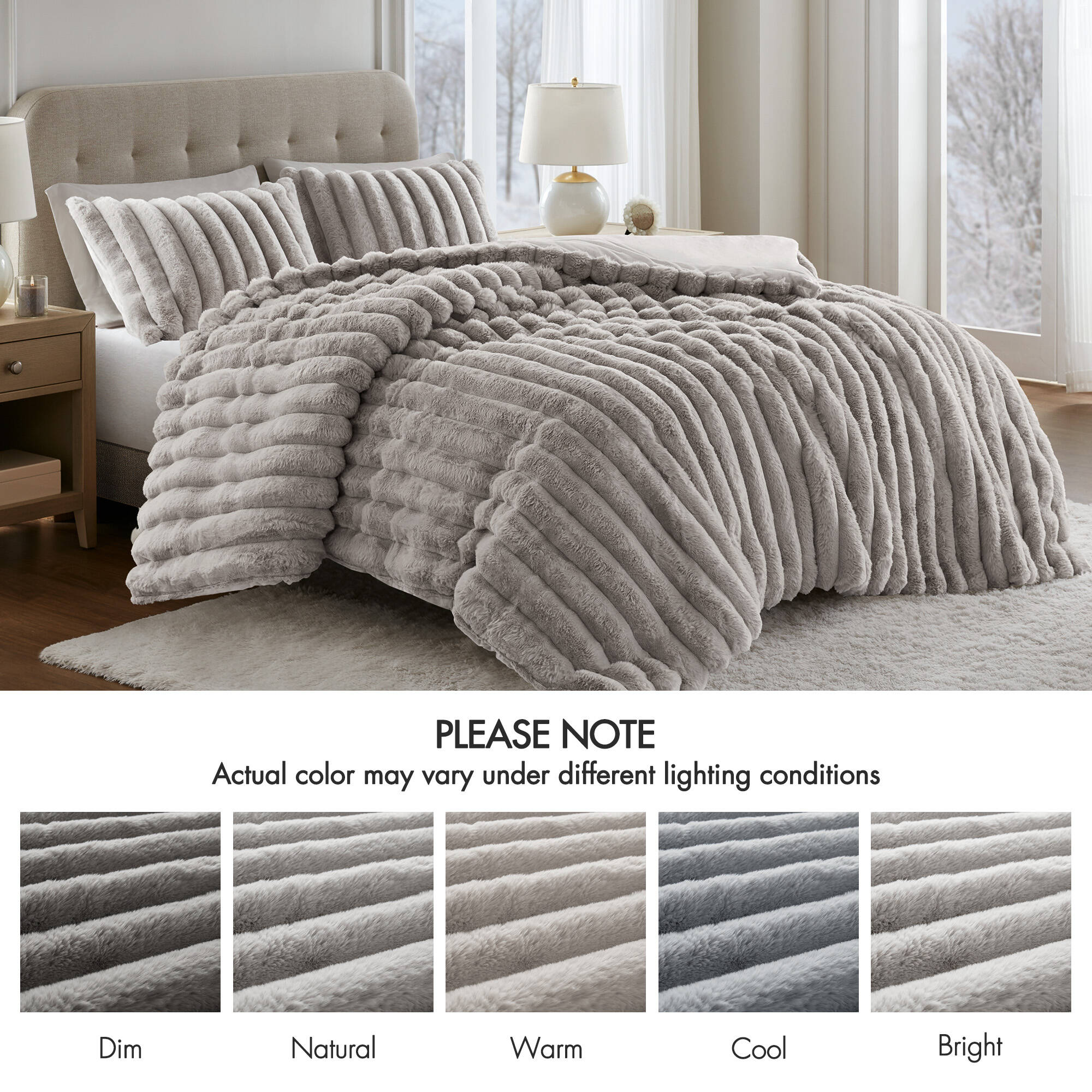 Ultrasoft Faux Fur Ribbed Comforter Set