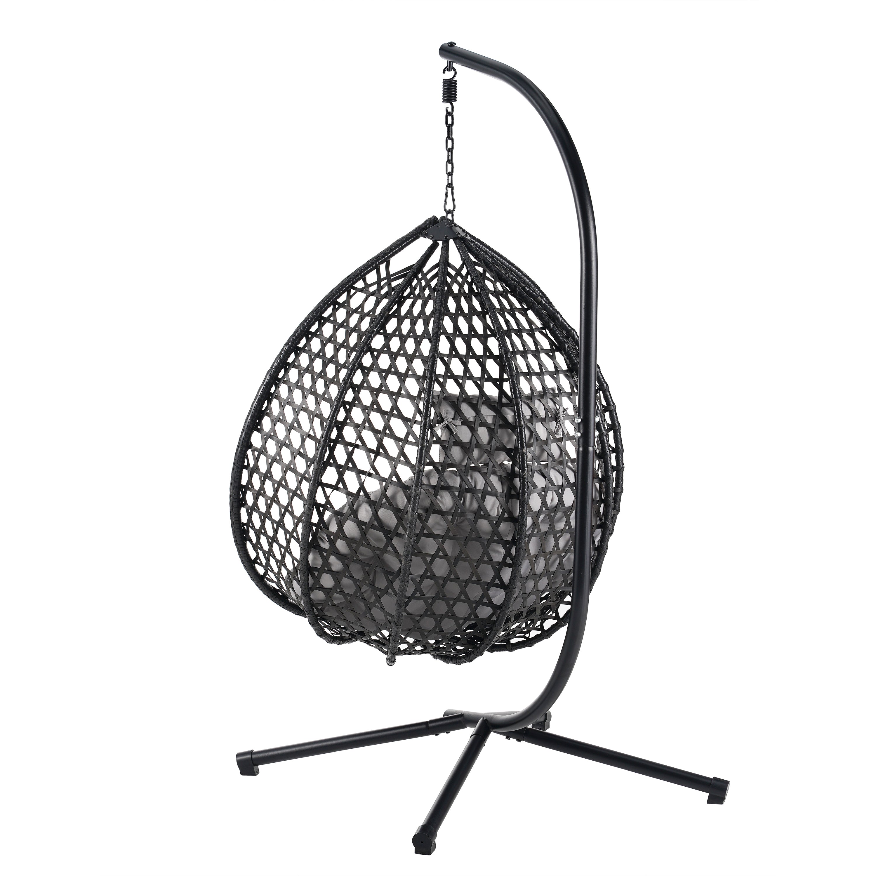 Hanging Swinging Egg Chair with Rattan Weaving, Base Included