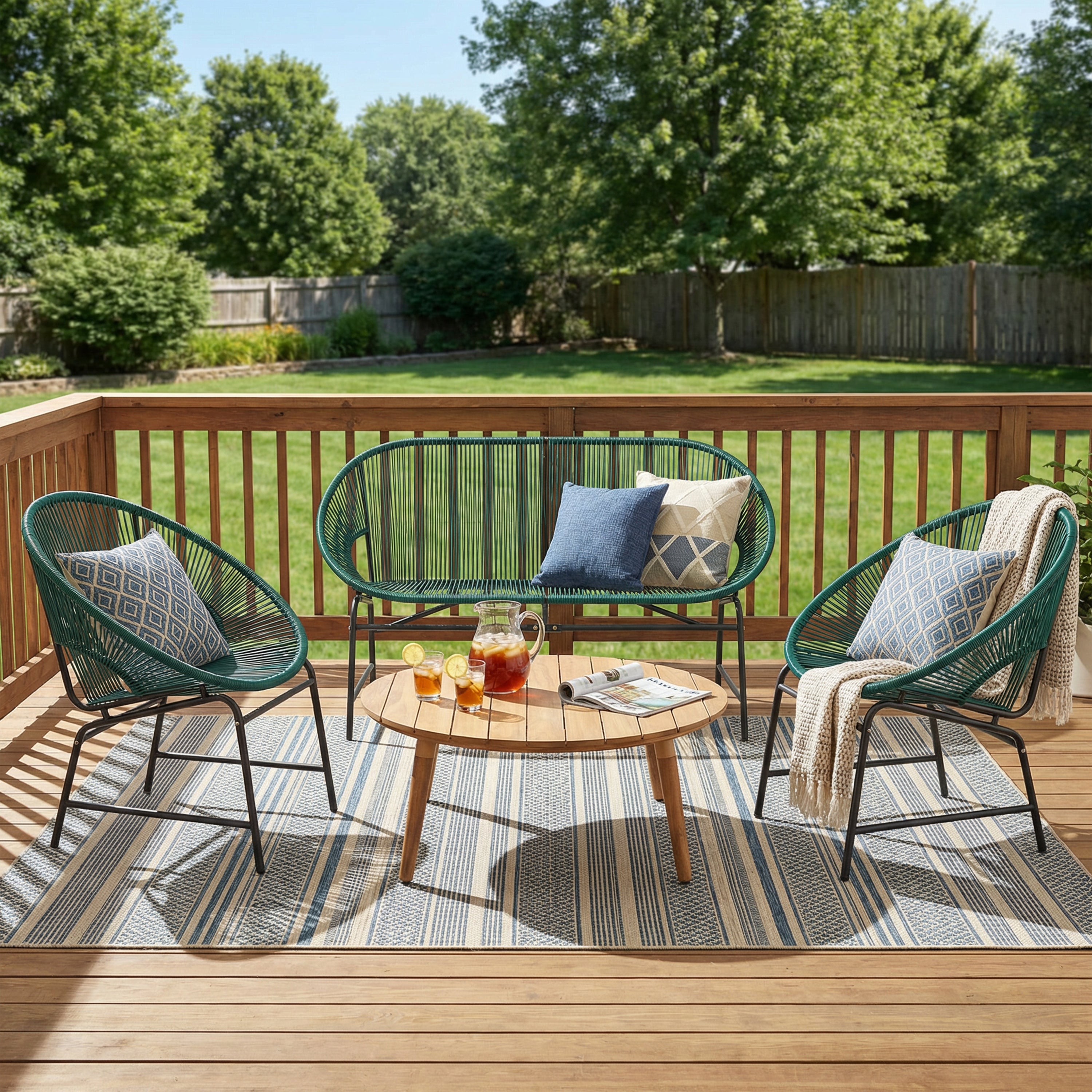 Nusa Outdoor Patio 4-PCS Wicker Chat Set