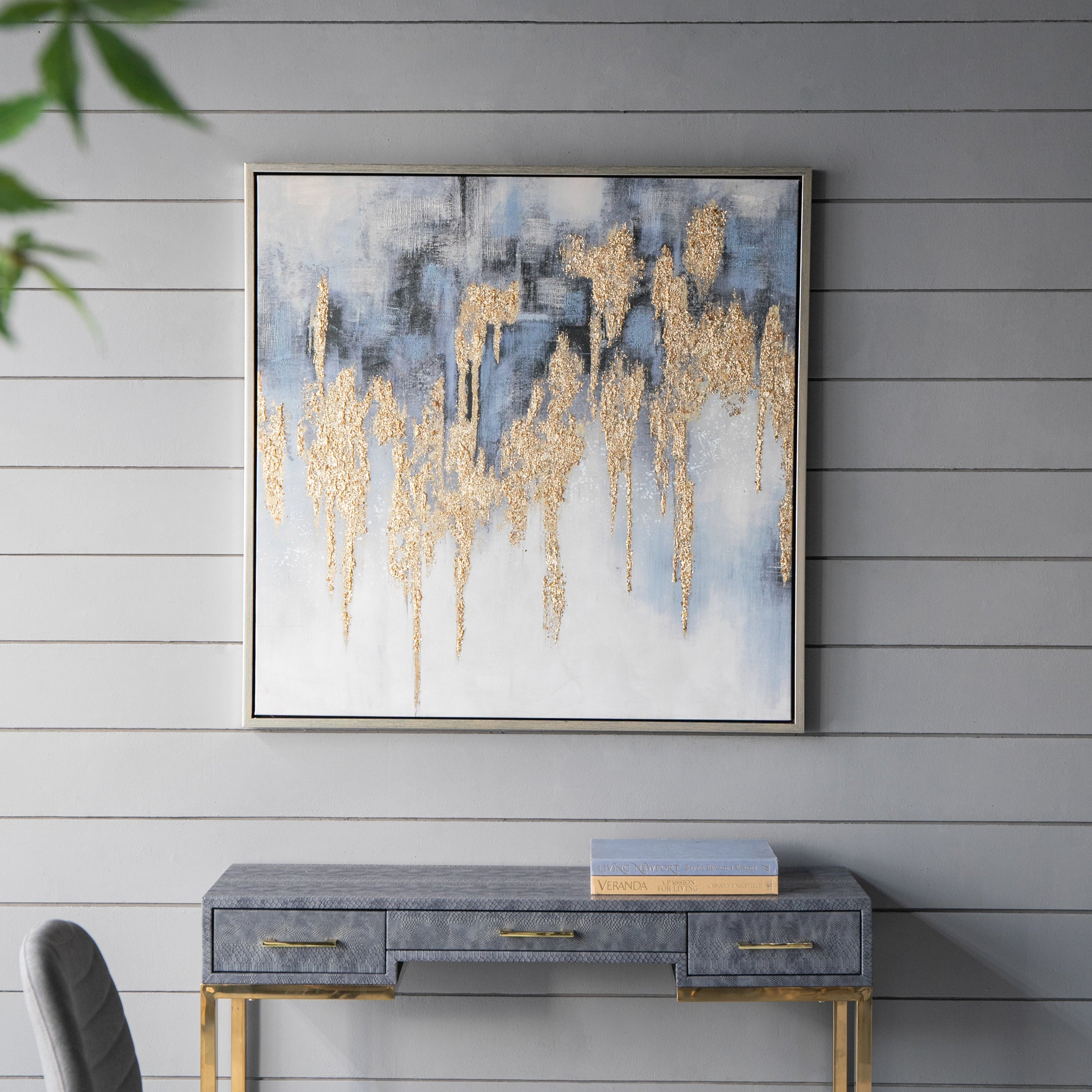 39.5" x 39.5" Wall Art with Striking Gold Accents