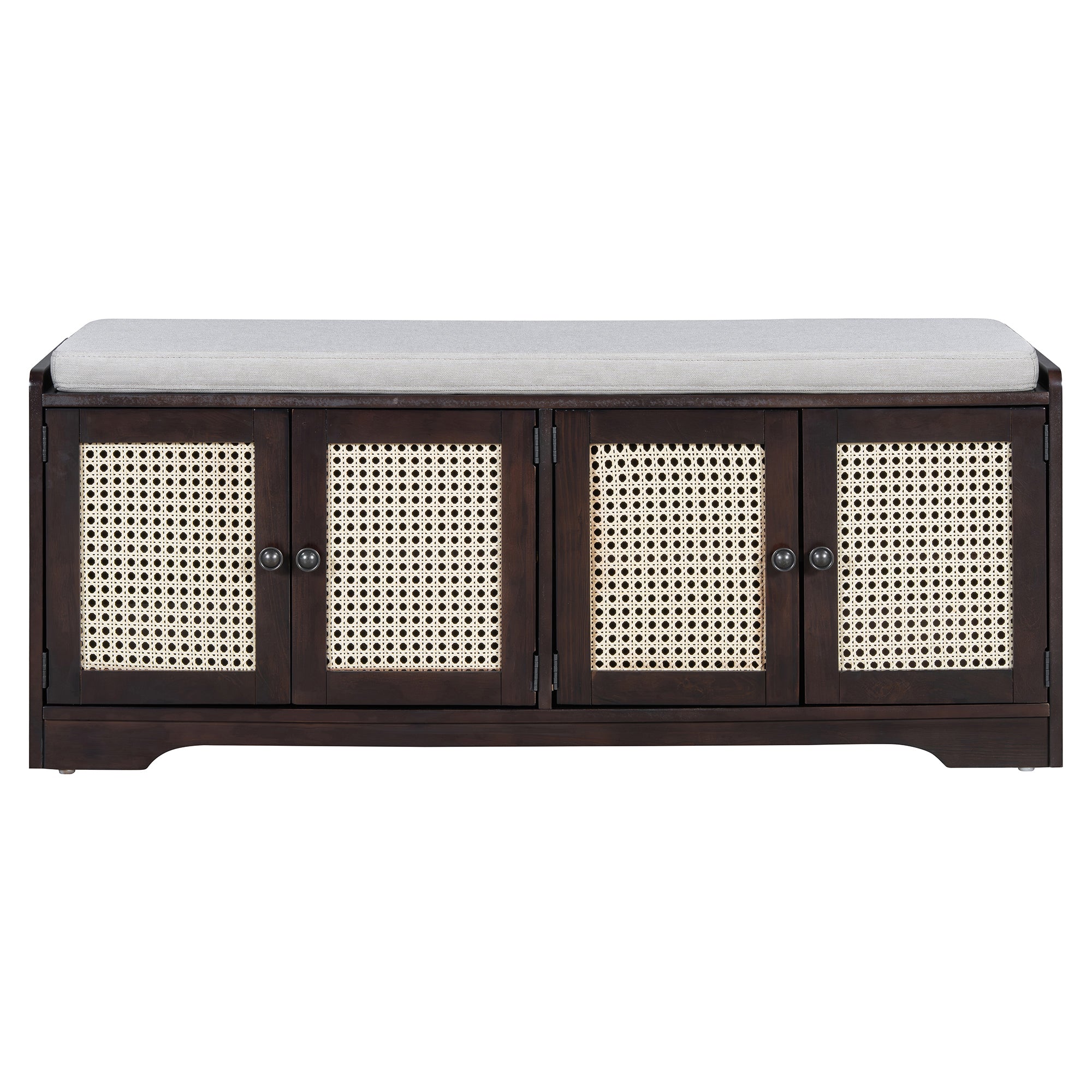 Storage Bench with Rattan Doors