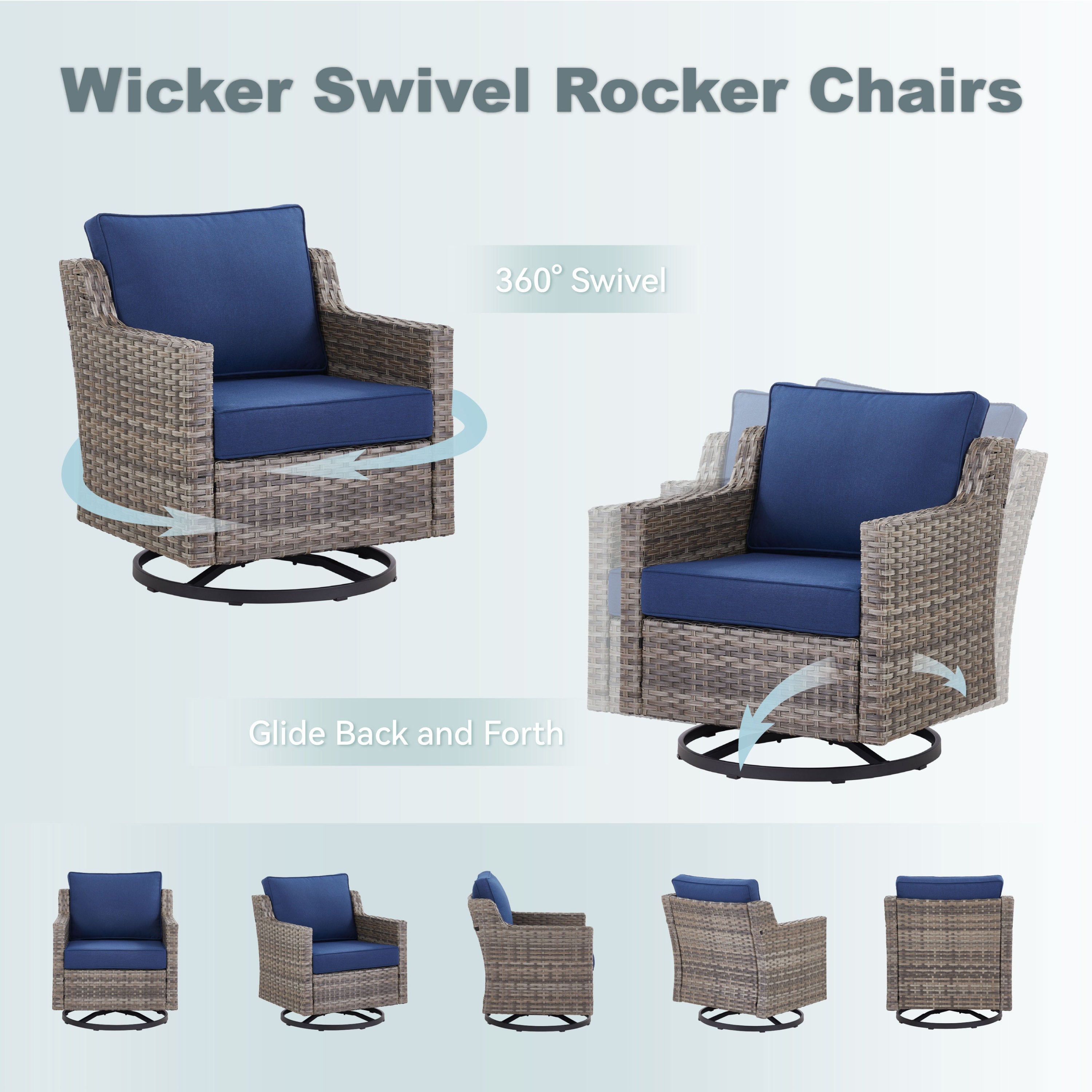 Tatum 3 Piece Outdoor Set with Swivel Rockers