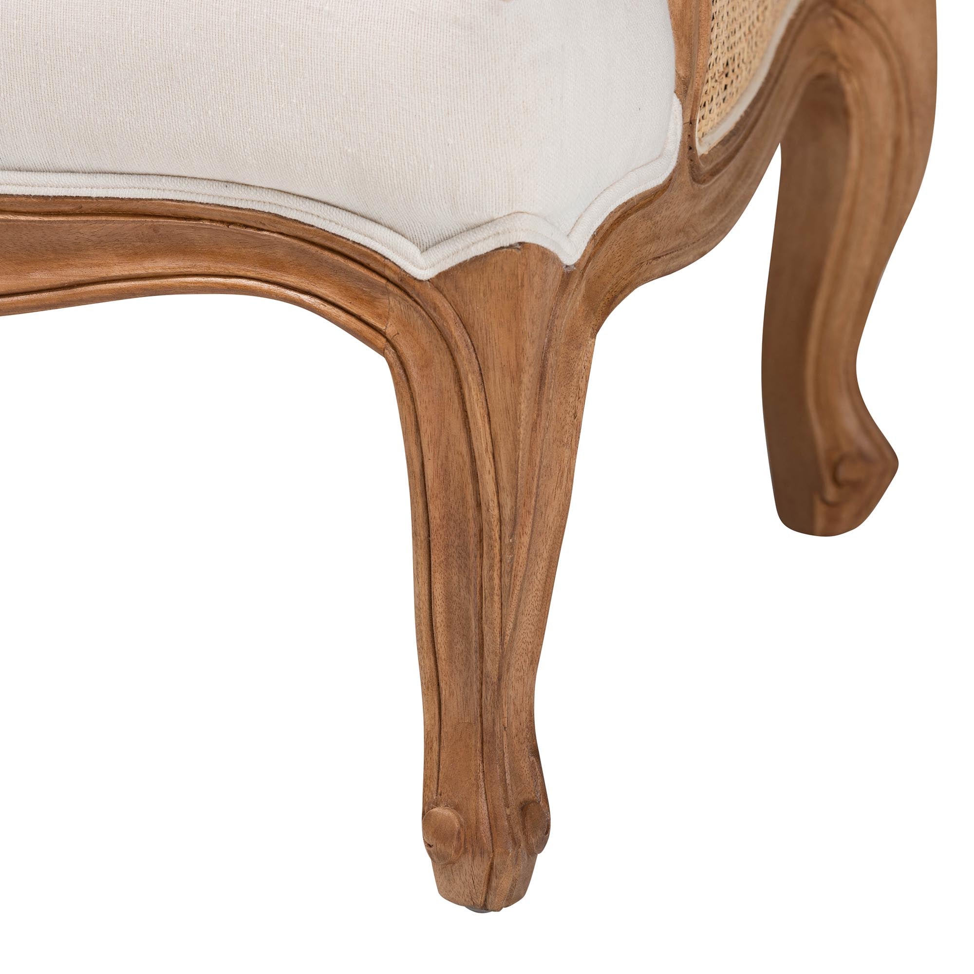 Traditional French Honey Oak Finished Low Seat Accent Chair