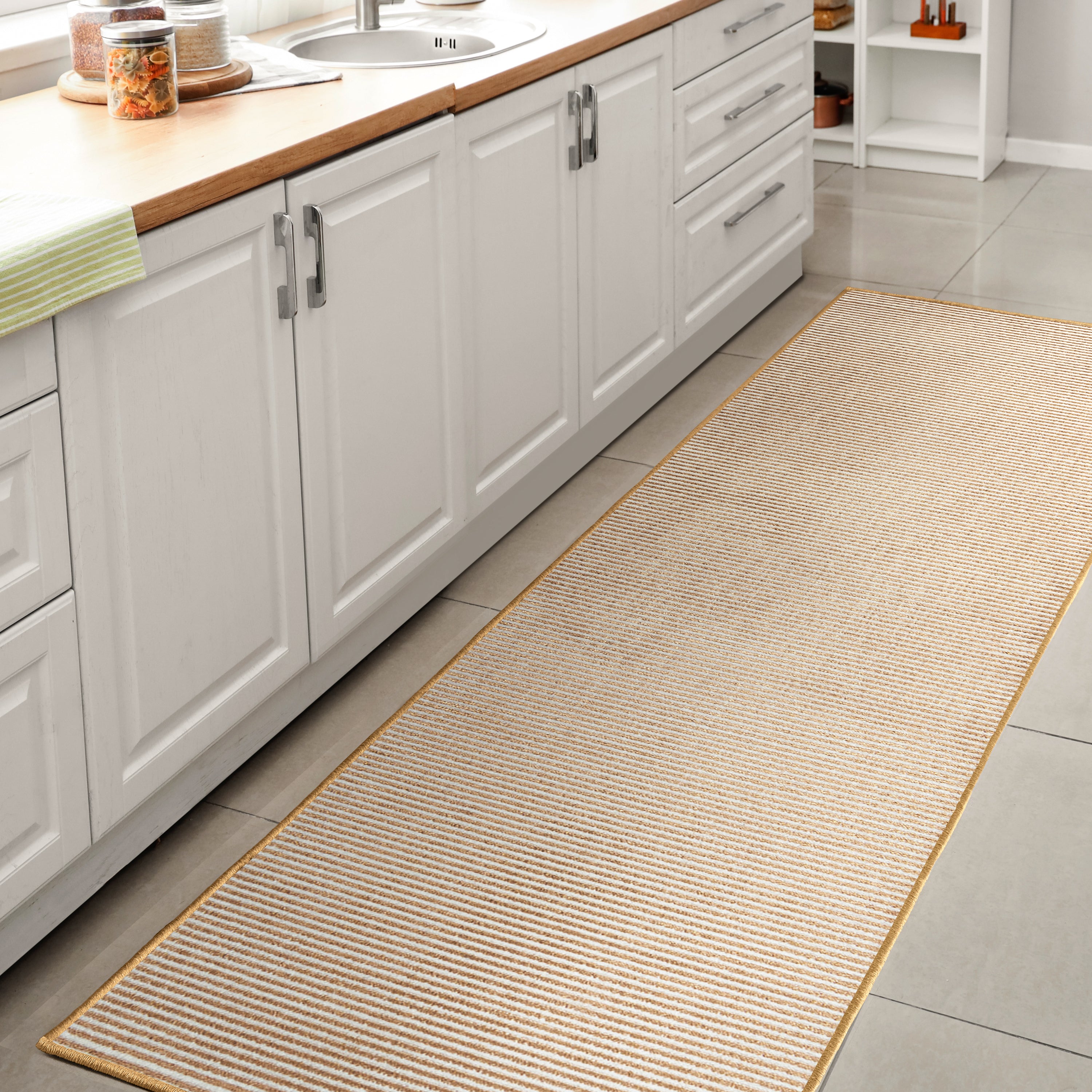 Cole Modern Minimalist Pinstripe High-Low Area Rug