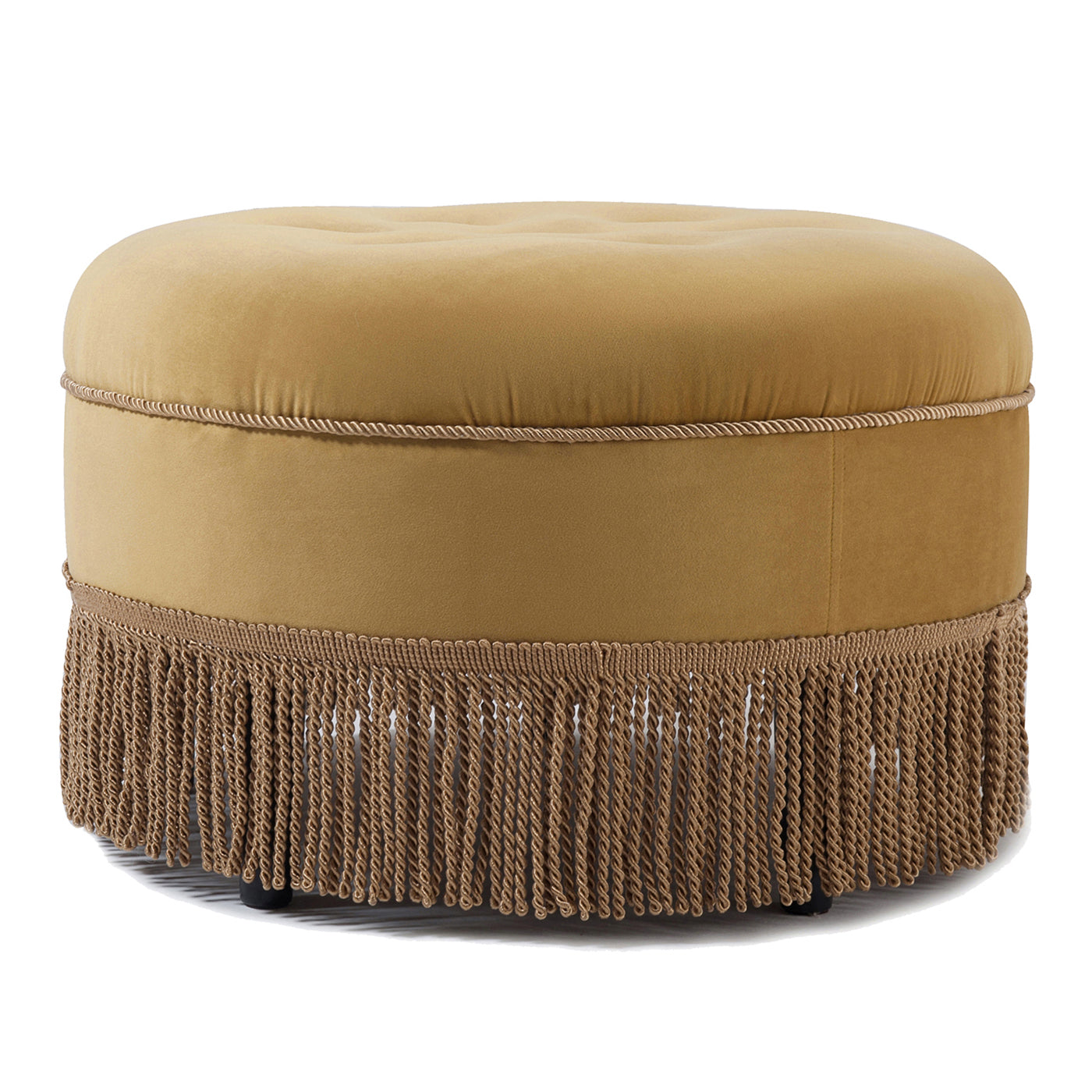 Yolanda 24" Round Upholstered Accent Ottoman, Olive Green Performance Velvet