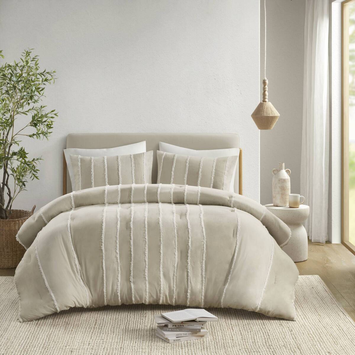 3-Piece Striped Cotton Comforter Set