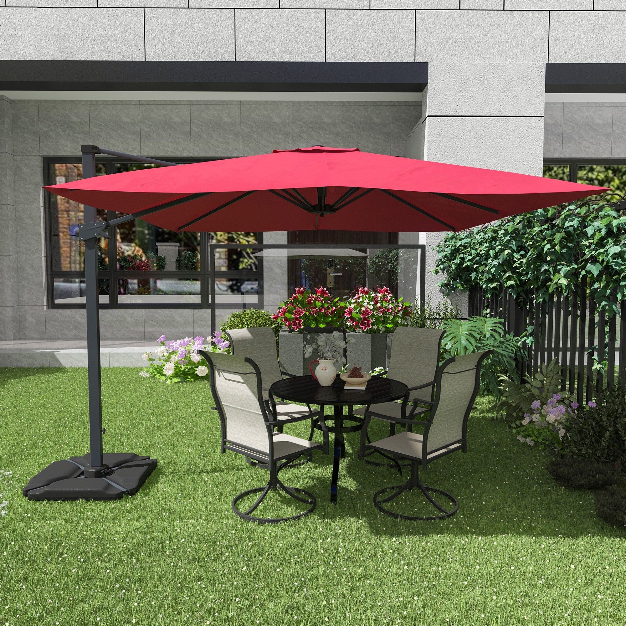 10'X10' Square Cantilever Umbrella with Center Pole, Base Not Included