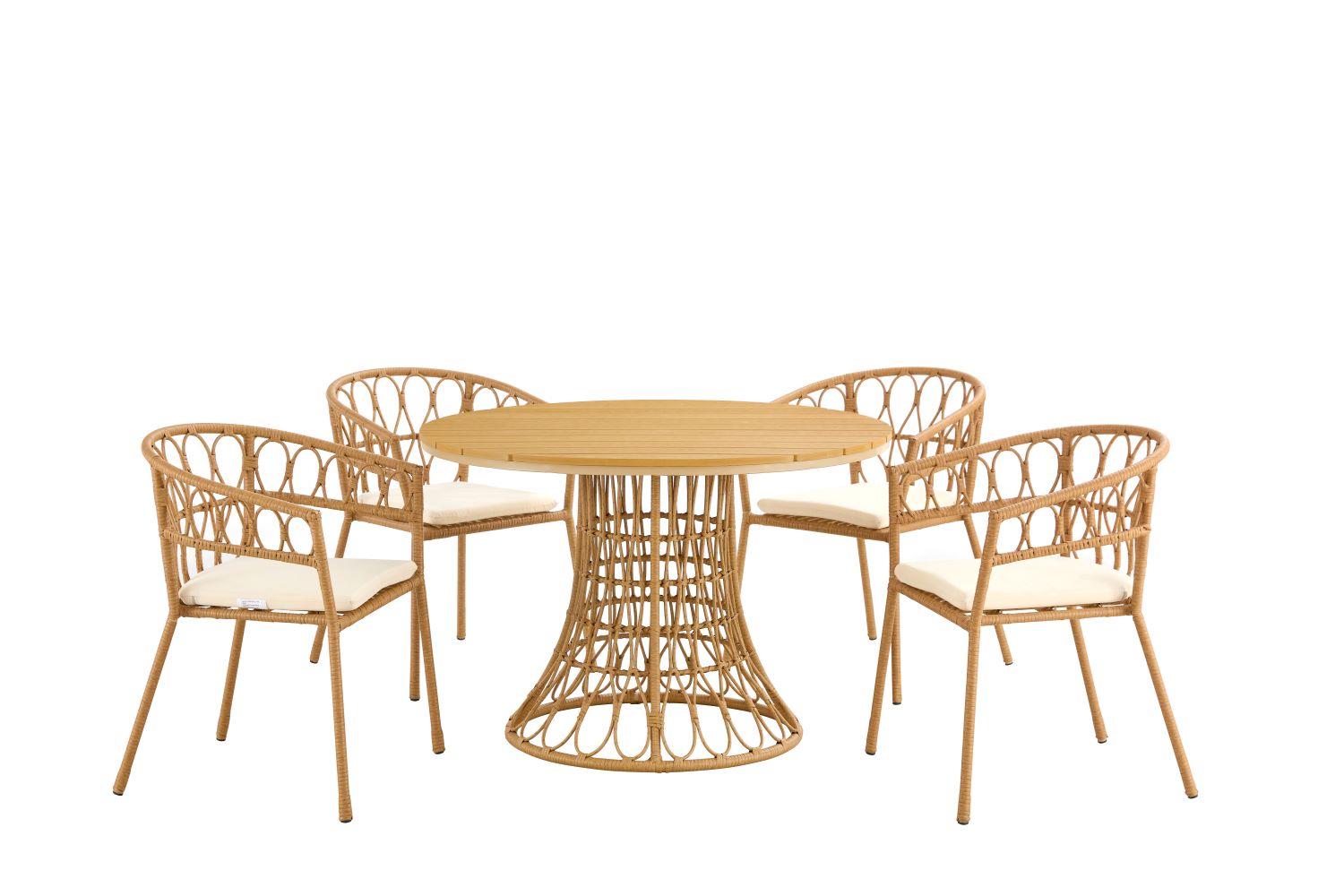 Sapphira 5-Piece Outdoor Dining Set with Seat Cushion and Round Table Top